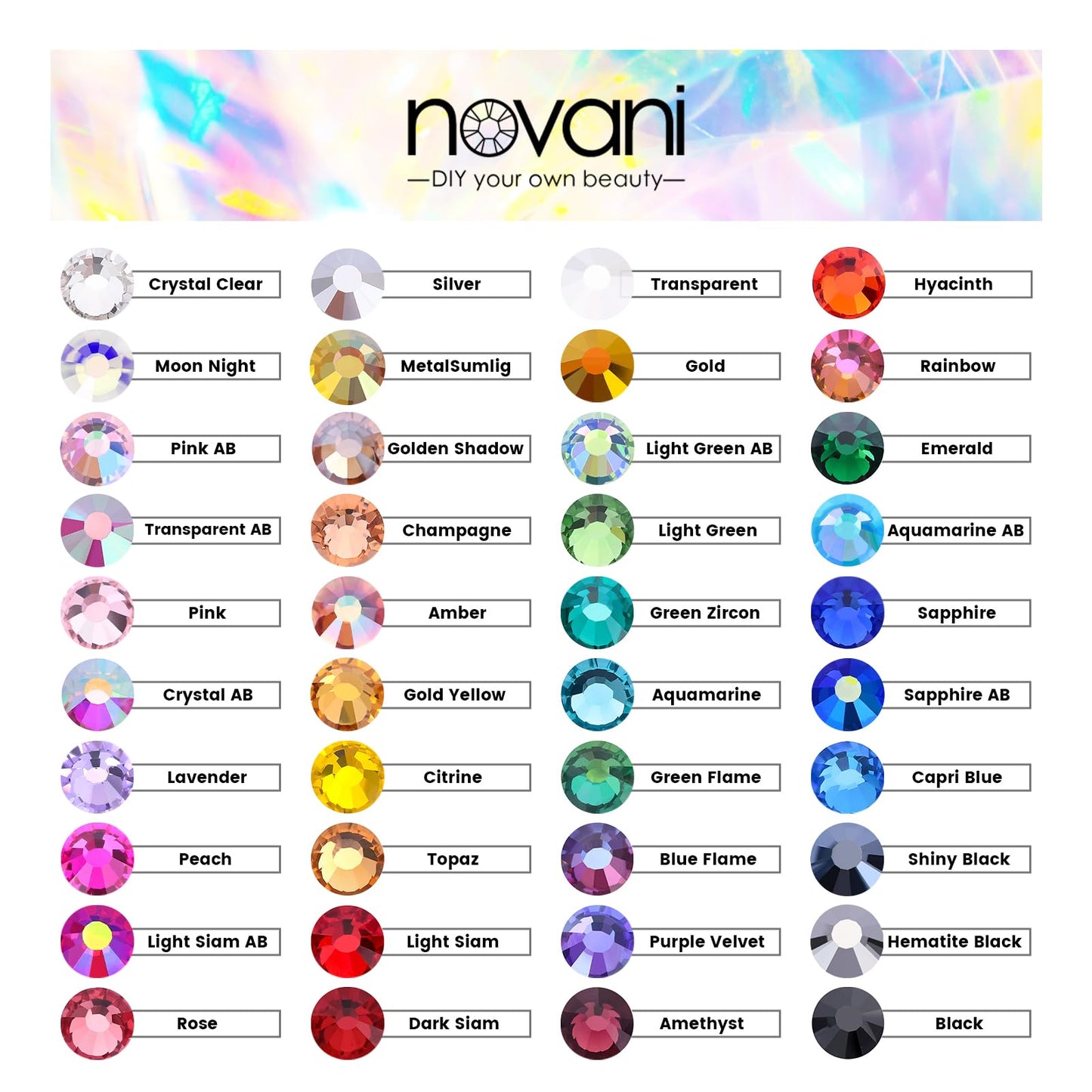 Novani Rhinestones 1440pcs SS20 Glass Rhinestones Crystal Flatback Gemstones for Crafts Nails Makeup Bags and Shoes Decoration（SS20, Transparent AB）