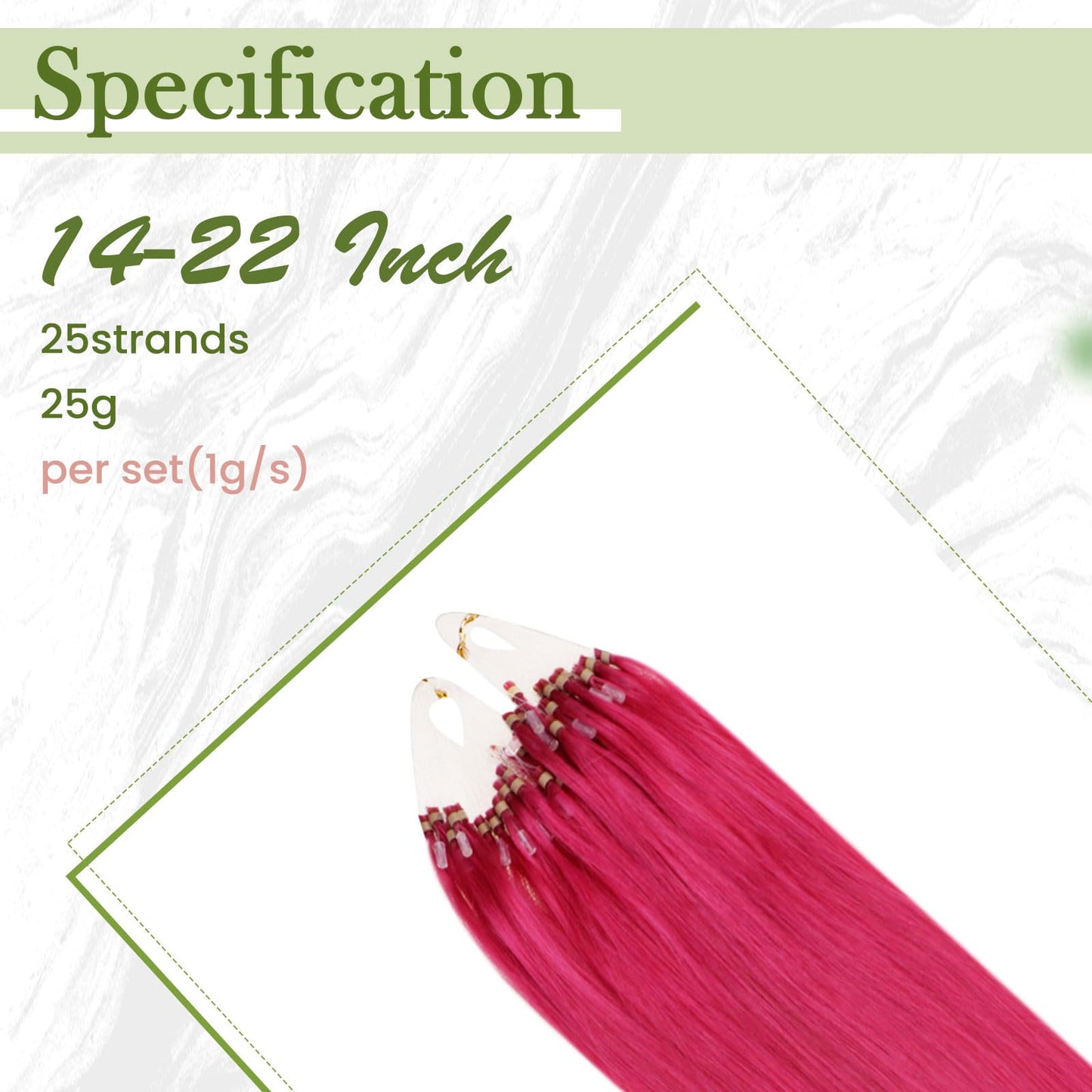 RUNATURE Micro Link Hair Extensions 16 Inch Straight Hot Pink Human Hair 25g 25s