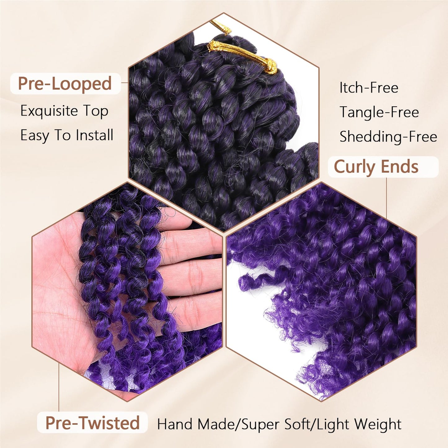 MODERN QUEEN 8 Inch Short Passion Twist Crochet Hair - 9 Bundles Marlybob Kinky Curly Crochet Hair for Black Women and Kids - Water Wave Crochet Braids