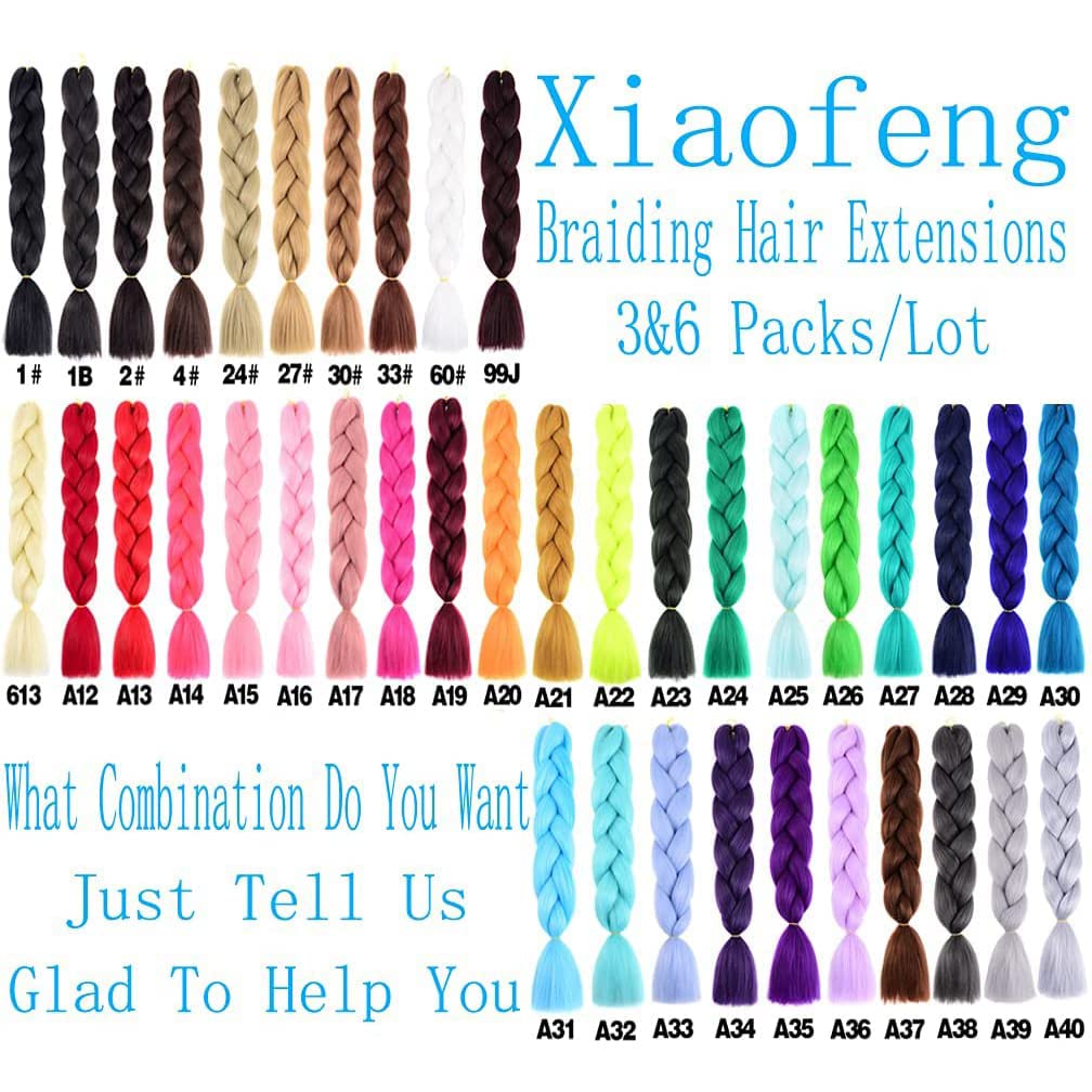 Xiaofeng Colorful Ombre Braiding Hair Extensions 24 Inch 3 Packs High Temperature Jumbo Crochet Braiding Hair for Box Twist Braids (24 Inch (Pack of 3), Light green)