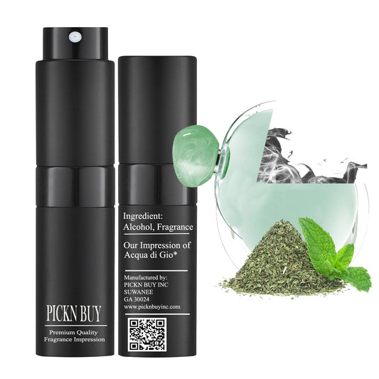 PICKN BUY Luxury Perfume for Women 0.34 Fl oz, Scent Compatible to Acqua Di Gioia Perfume, Made in USA, Long-Lasting Spray Comes in Refilable Bottle