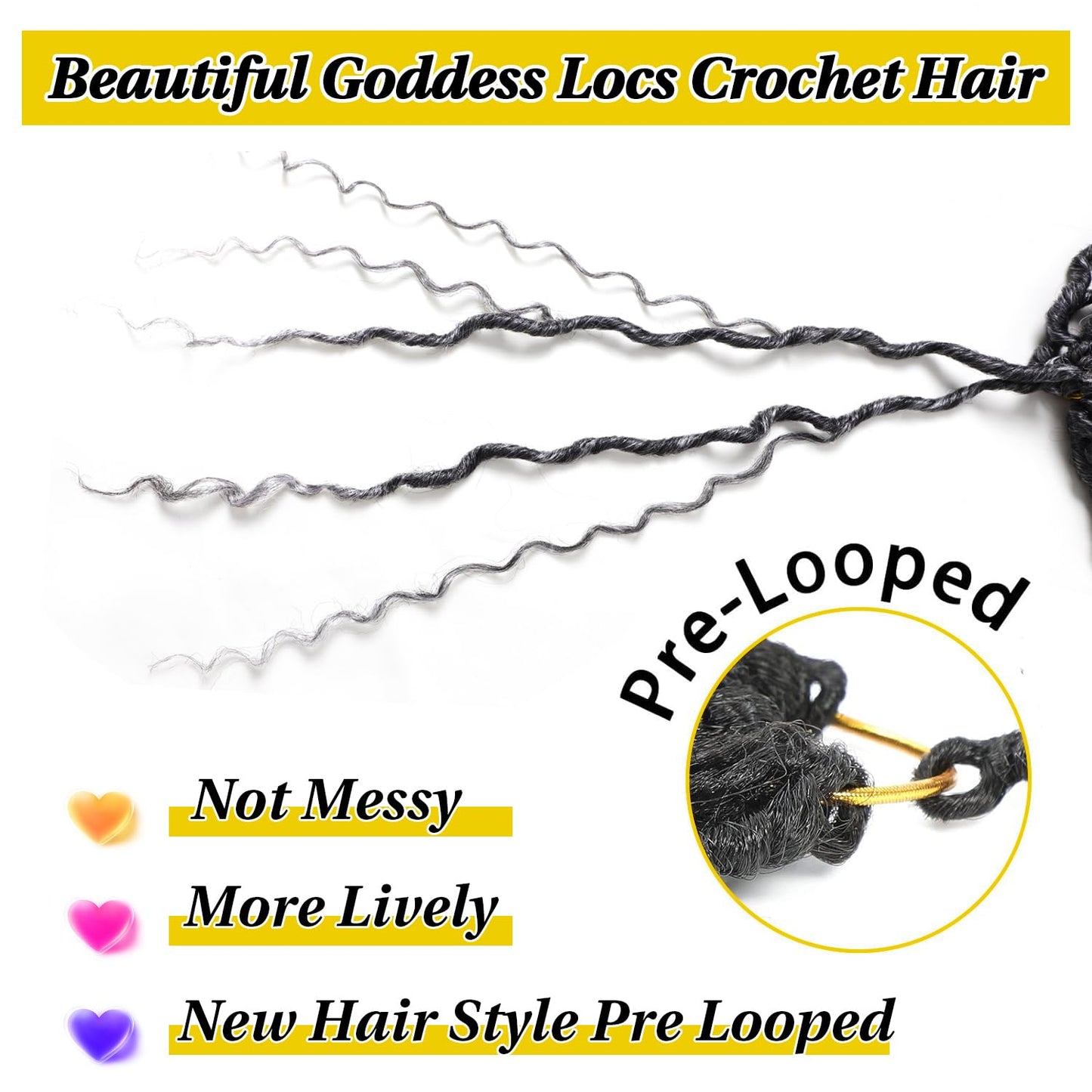6 Packs New Goddess Curly Locs Crochet Hair 14 Inch Curly Crochet Hair Faux Locs Crochet Hair Boho Hippie Locs River locs Synthetic Hair Extensions for Braids for Black Women(14Inch?T1B/Gray)