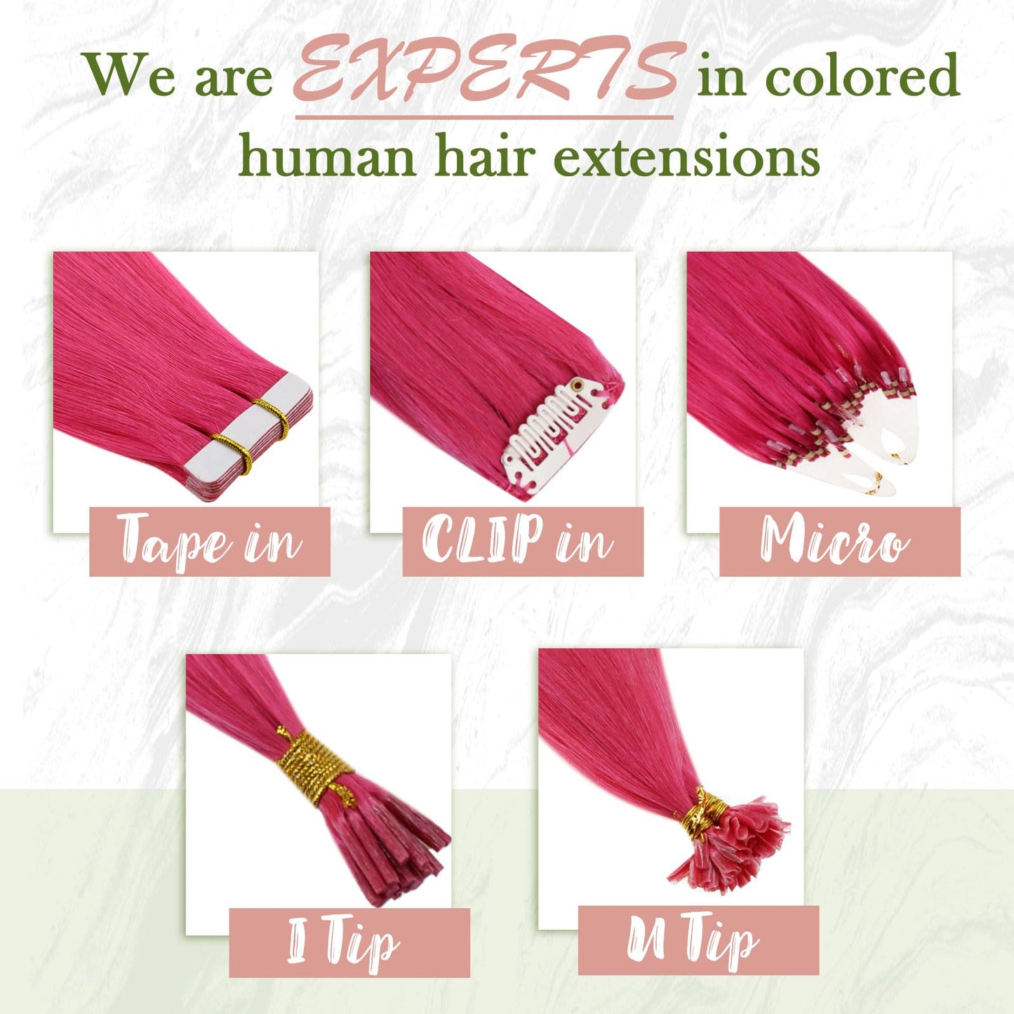 RUNATURE Micro Link Hair Extensions 16 Inch Straight Hot Pink Human Hair 25g 25s