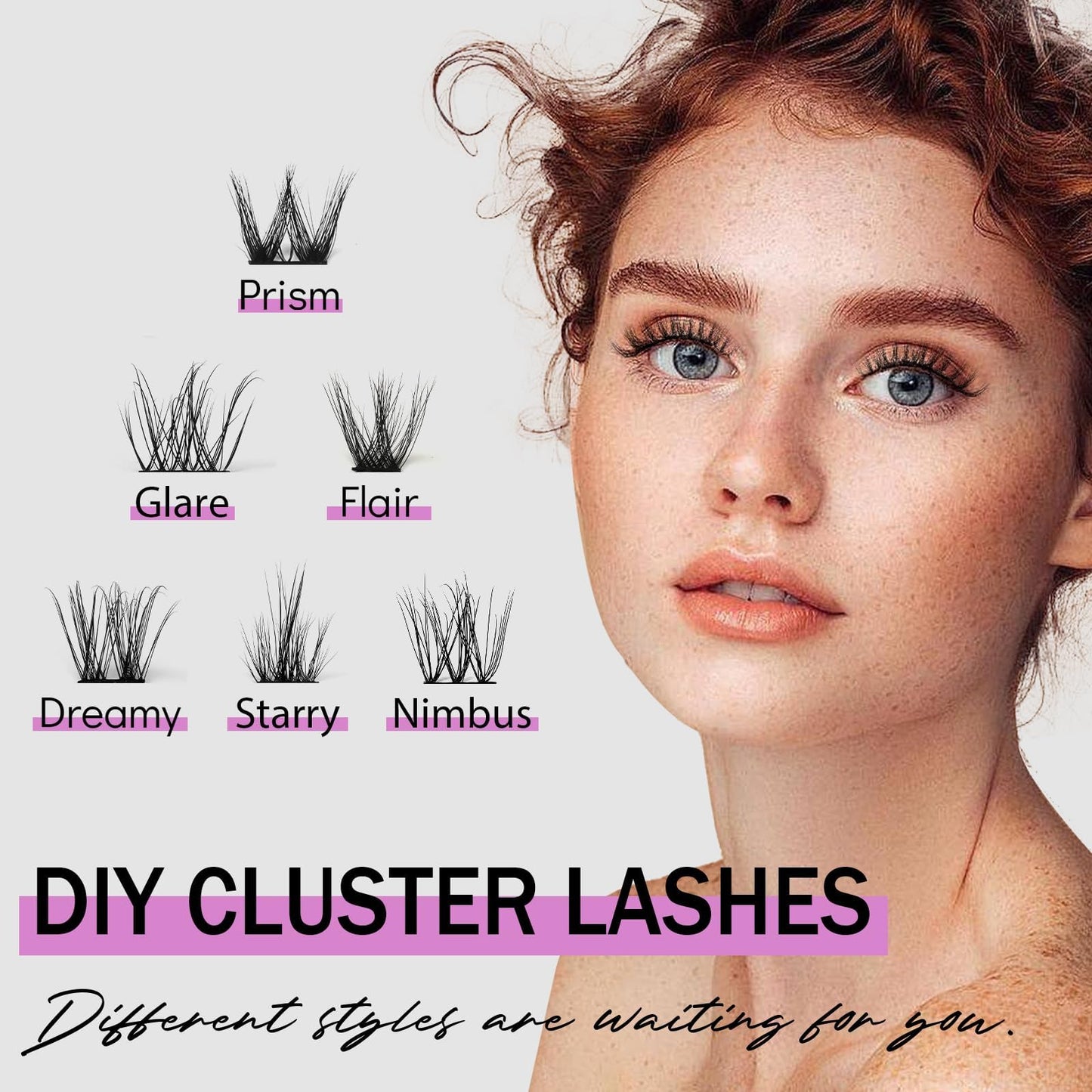Mayhug Lash Extension Kit 144pcs, 3D Lashes Clusters with 10ml Bond and Seal, 5ml Lash Remover, Lash Tweezers, Easy DIY Cluster Eyelash Extensions Kit at Home (Dreamy Kit)