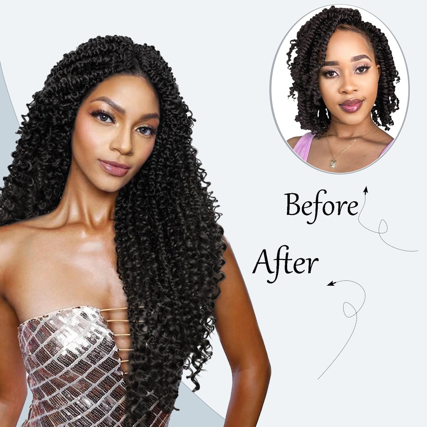 Passion Twist Hair 14inch Boho Passion Twist Crochet Hair For Black Women Pretwisted boho Passion Twist Crochet Hair, Pre Looped Curly Ends Bohemian Crochet Braids For Women（#T27,14inch,7 Packs）