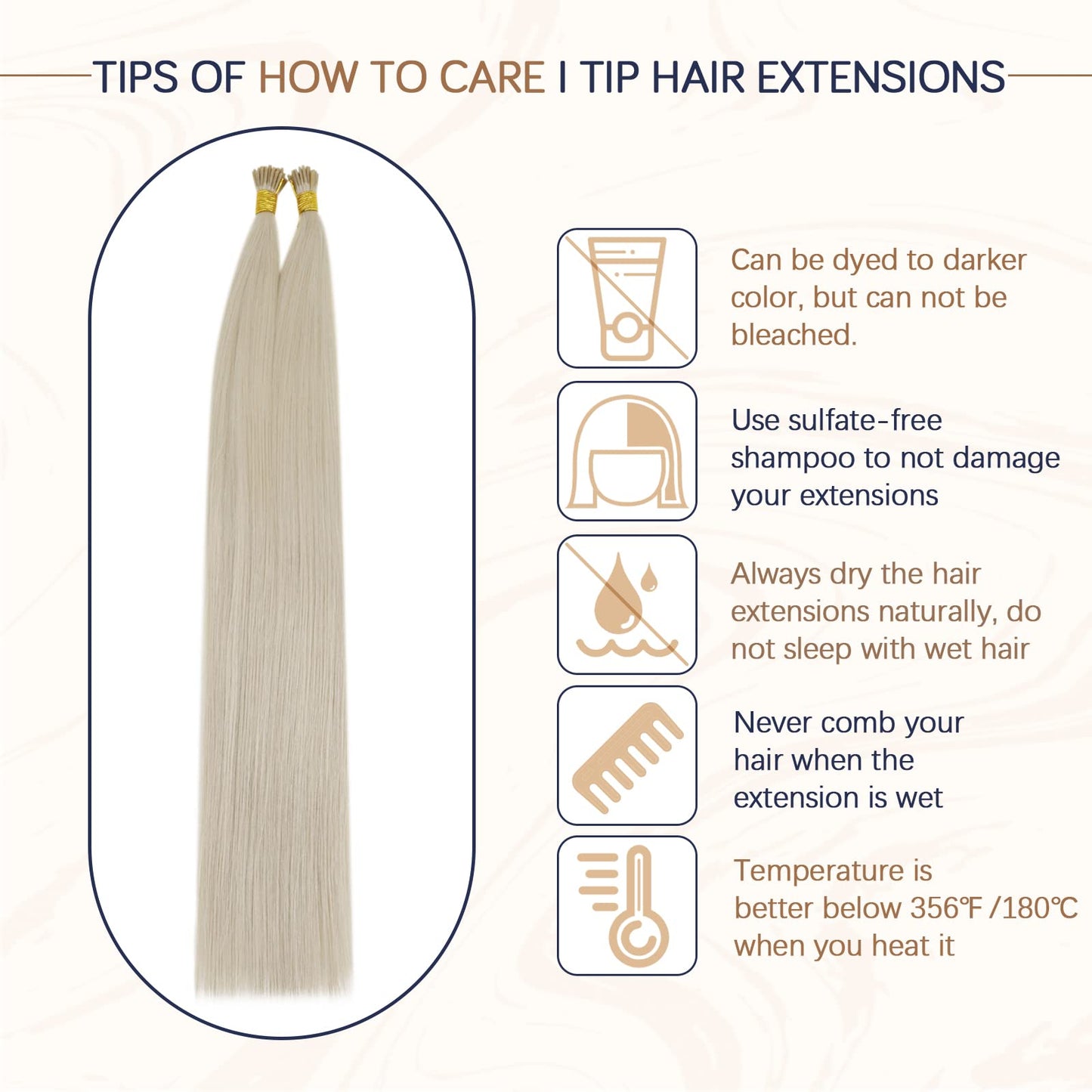 RUNATURE I Tip Hair Extensions Human Hair,Cold Fusion Extensions I Tip,Invisible Remy Hair Extensions,#800 White Blonde 14Inch 50G 100s