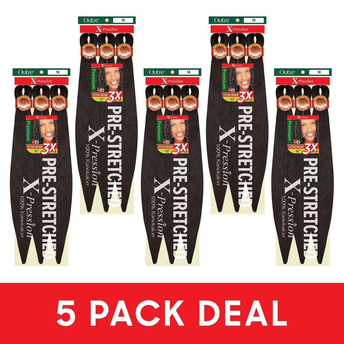 Outre X-Pression Braid - Pre Stretched Braid 52" 3X (5 Pack, M1B/350)