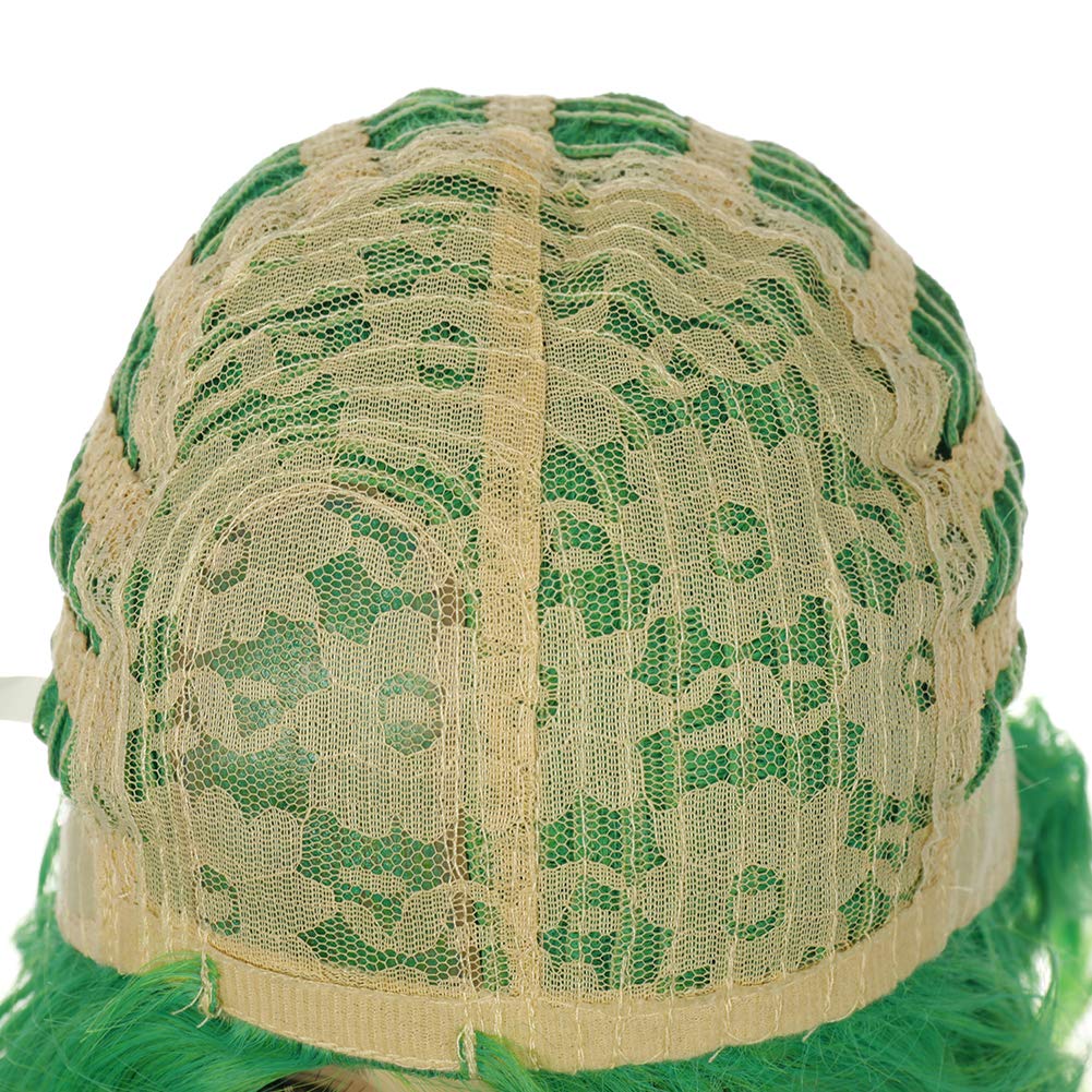 WTHCOS Green Wigs Short Curly Wavy Wig Green Bob Wig for Women Girls 14 Inches Natural Looking Synthetic Wigs for Cosplay Halloween Costume Party with Wig Cap