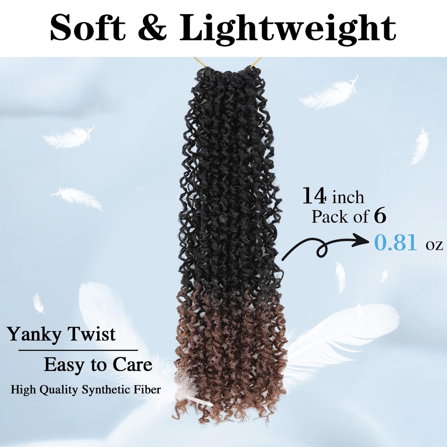 6 Packs Yankee Twist Crochet Braids Hair Passion Yankee Twist Pre Looped Curly Braiding Pretwisted Hair Extensions for Senegalese Brown 14 Inch 1B30#