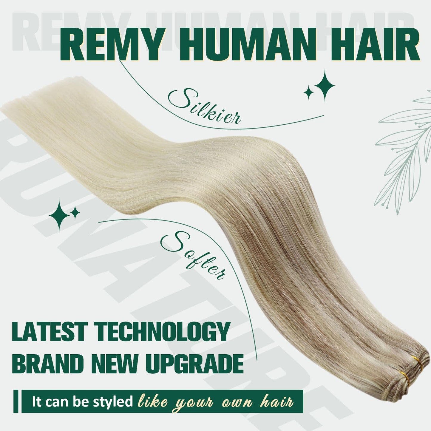 RUNATURE Weft Hair Extensions Human Hair Ombre Blonde Remy Hair Weft Human Hair Extensions Sew in Hair Weft Bundles 12 Inch Ash Blonde Fading to Blonde Balayage Hair Bundles 70.0 grams
