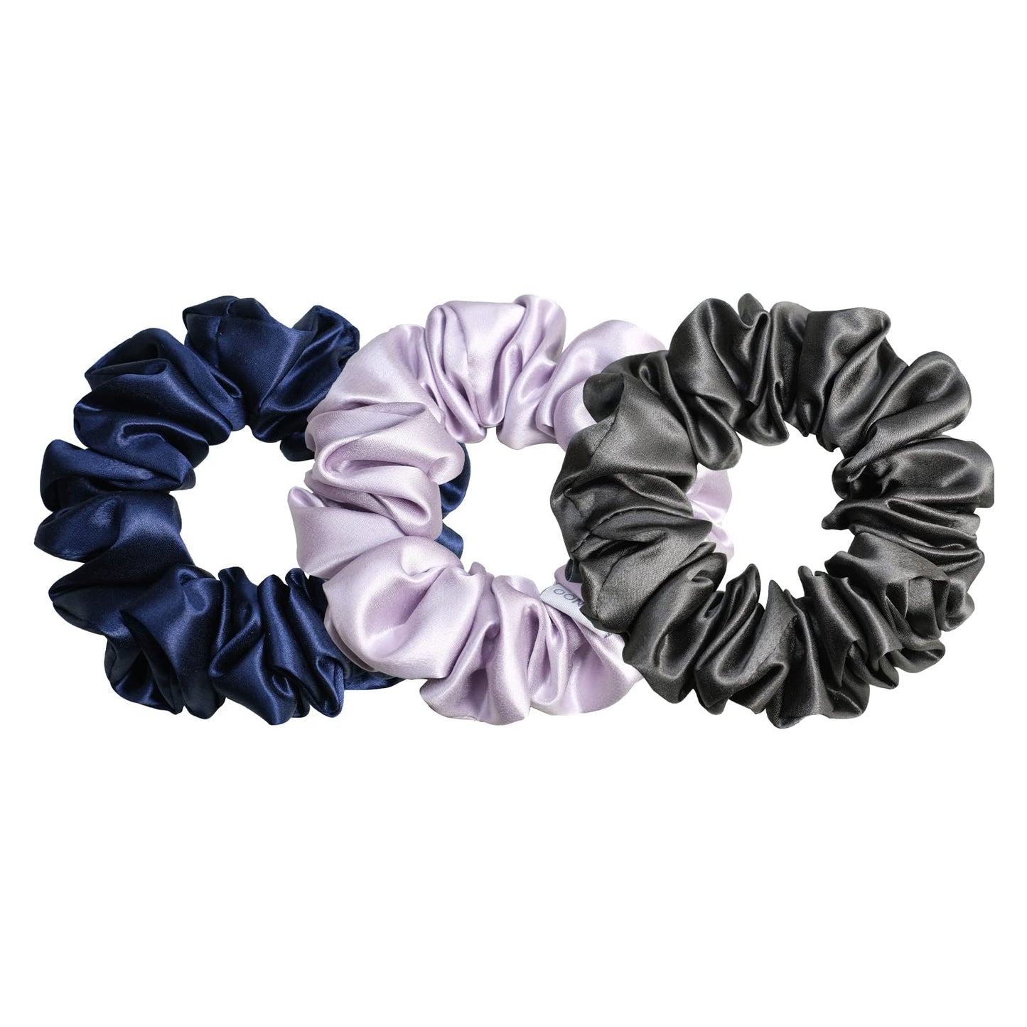 MTSNOO Silk Scrunchies, 3 Count, 100% Pure 22 Momme Mulberry, for Hair Sleep & Curly Hair with Elastic Band, Hair Ties Ropes Scrunchies Set for Women Girls