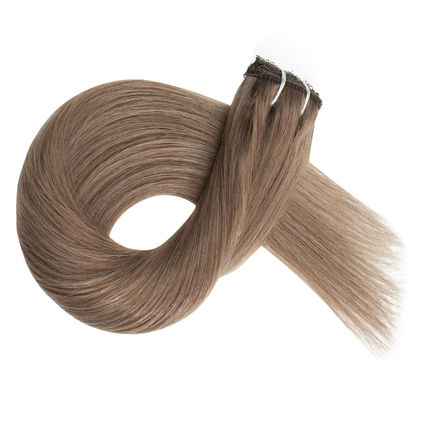 FUBILI Ash Brown clip in hair extensions Natural Remy Real Human straight Hair Extensions 30g 5pcs 14 Inch