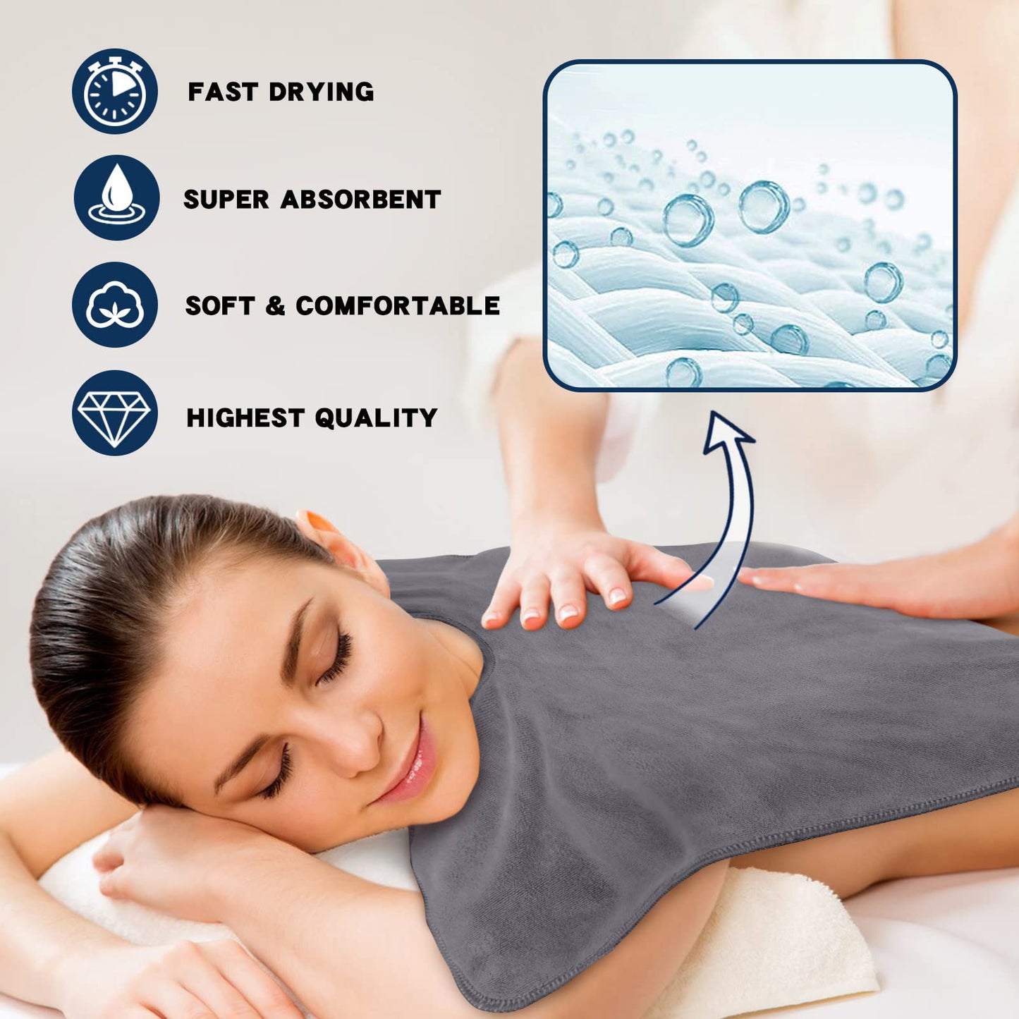 SINLAND Microfiber Esthetician Towels for Facials Mask Removing Face Wrap Soft Facial Cloth with Split Design Spa Towels for Facial Steam Massage and Cleansing