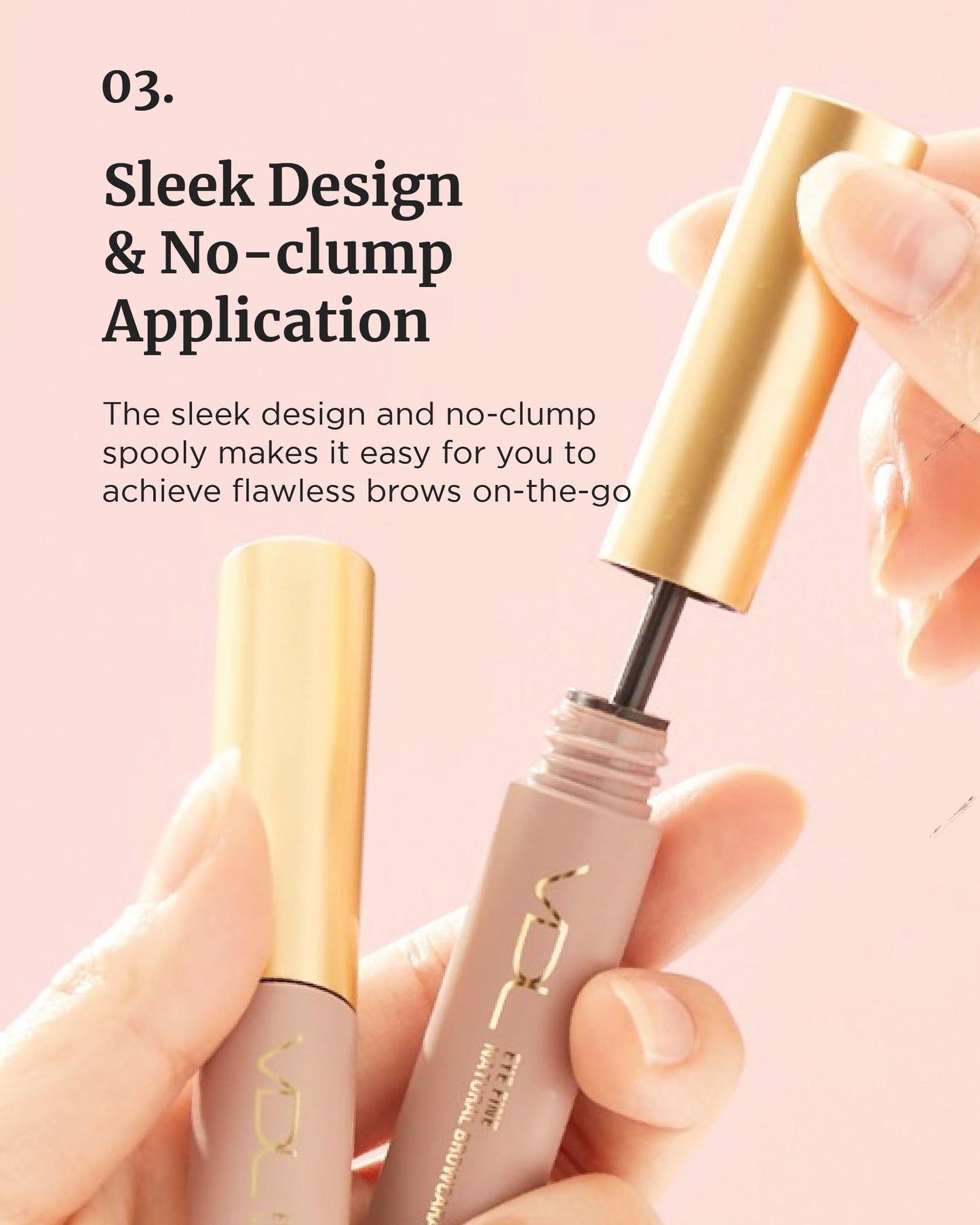 VDL Eye Fine Brow Mascara, 01 Gray Brown - Natural Brow Color for Precise Results and Defined Brows (0.19 oz) | Korean Makeup