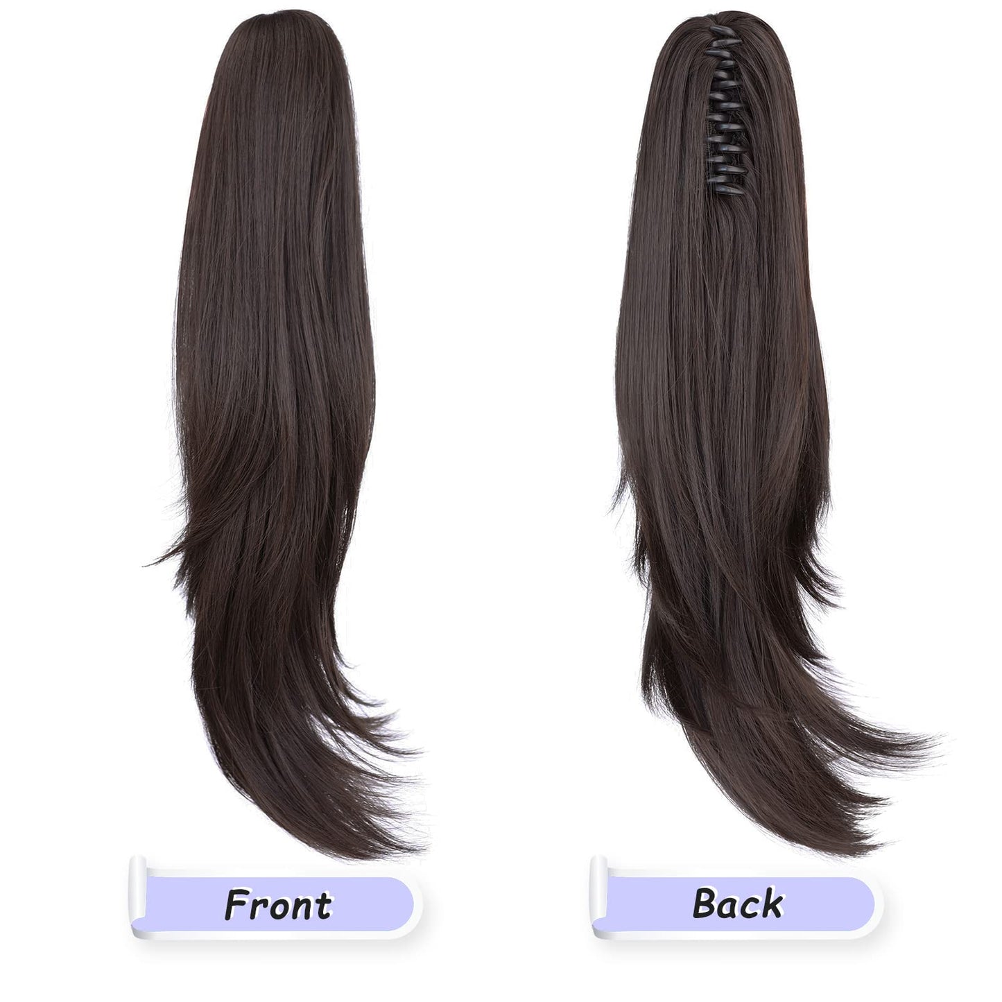 ShulaSHOP Black ponytail extension,20" clip ponytail hair extensions ponytail curly claw hair ponytail Extension Natural Looking Synthetic Hairpiece for Women