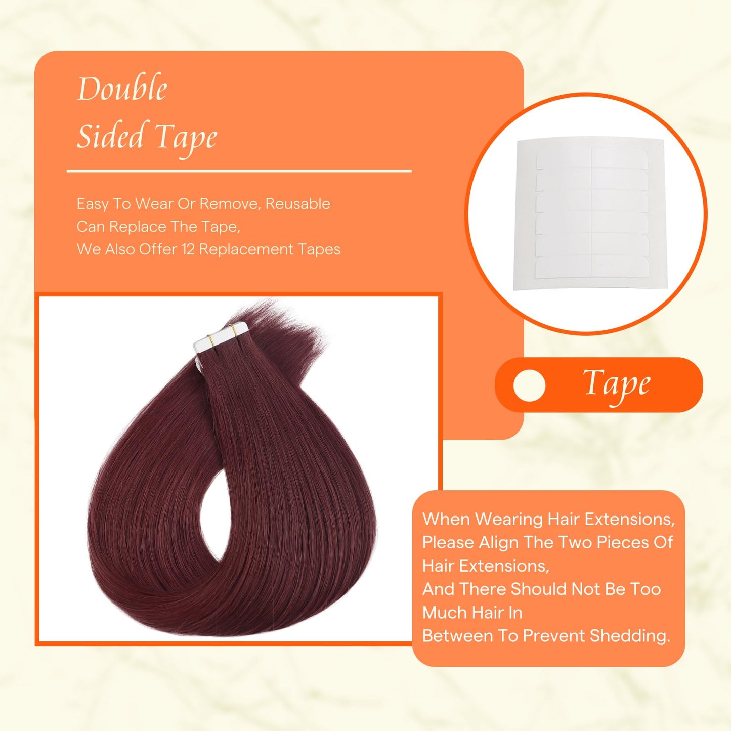 Full Shine Tape in Hair Extensions Human Hair 20PCS Seamless Remy Tape in Extensions Color 99J Red Wine Double Sided Natural Human Hair Burgundy Hair Extensions Tape Ins 12 Inch 30g