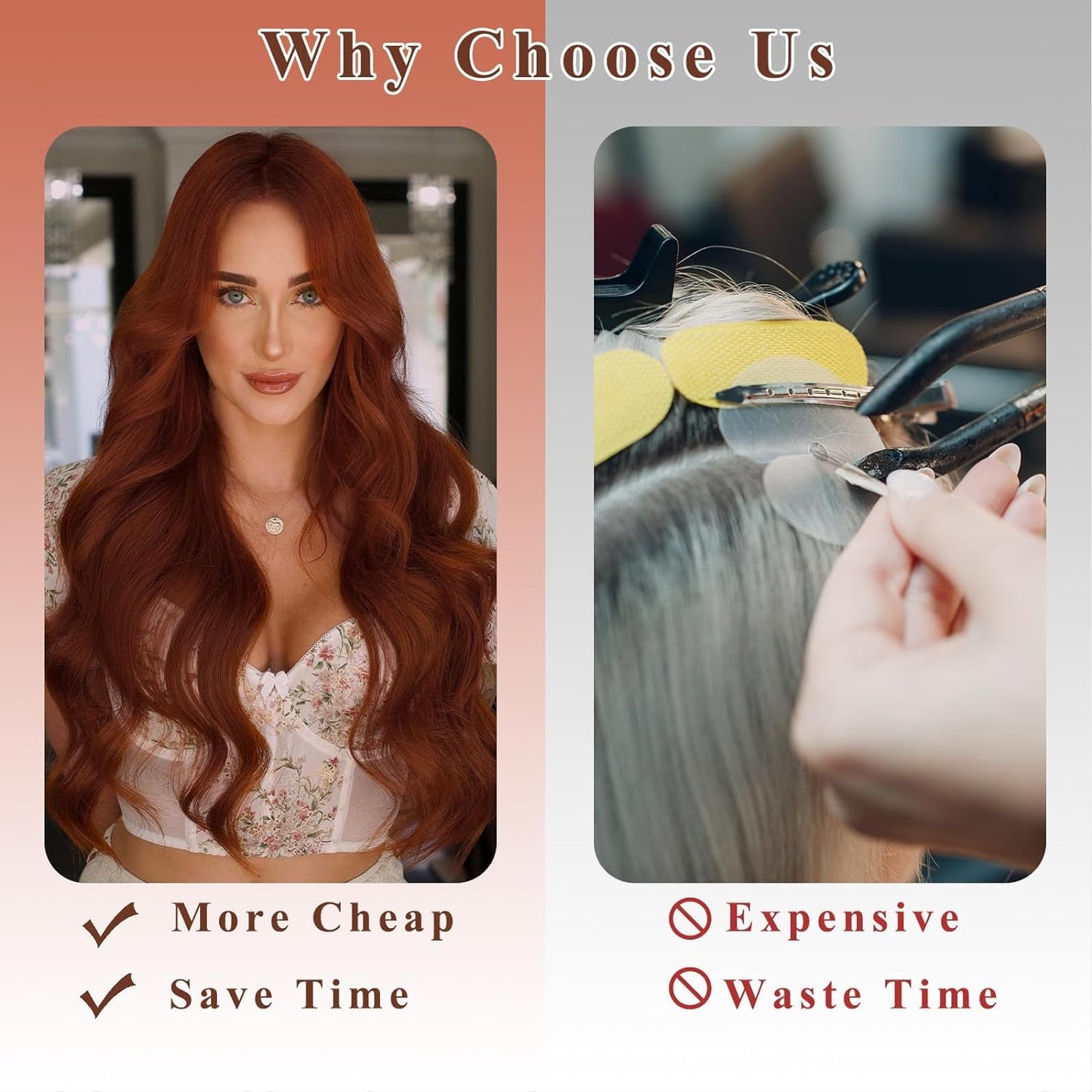 NAYOO Clip in Curly Hair Extensions 4PCS Long Wavy Synthetic Thick Hairpieces with Fiber Double Weft for Women Hair Full Head (24 Inch, Auburn)