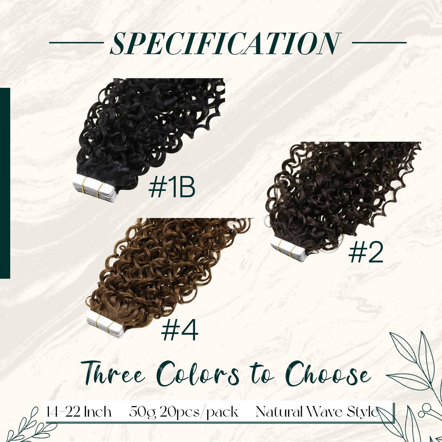 RUNATURE Curly Tape in Hair Extensions Human Hair Dark Brown Natral Wave 14 Inch Tape ins Human Hair Extensions Curly Tape in Remy Hair Extensions Silky Curly Human Hair Tape In Extensions 50g 20pcs