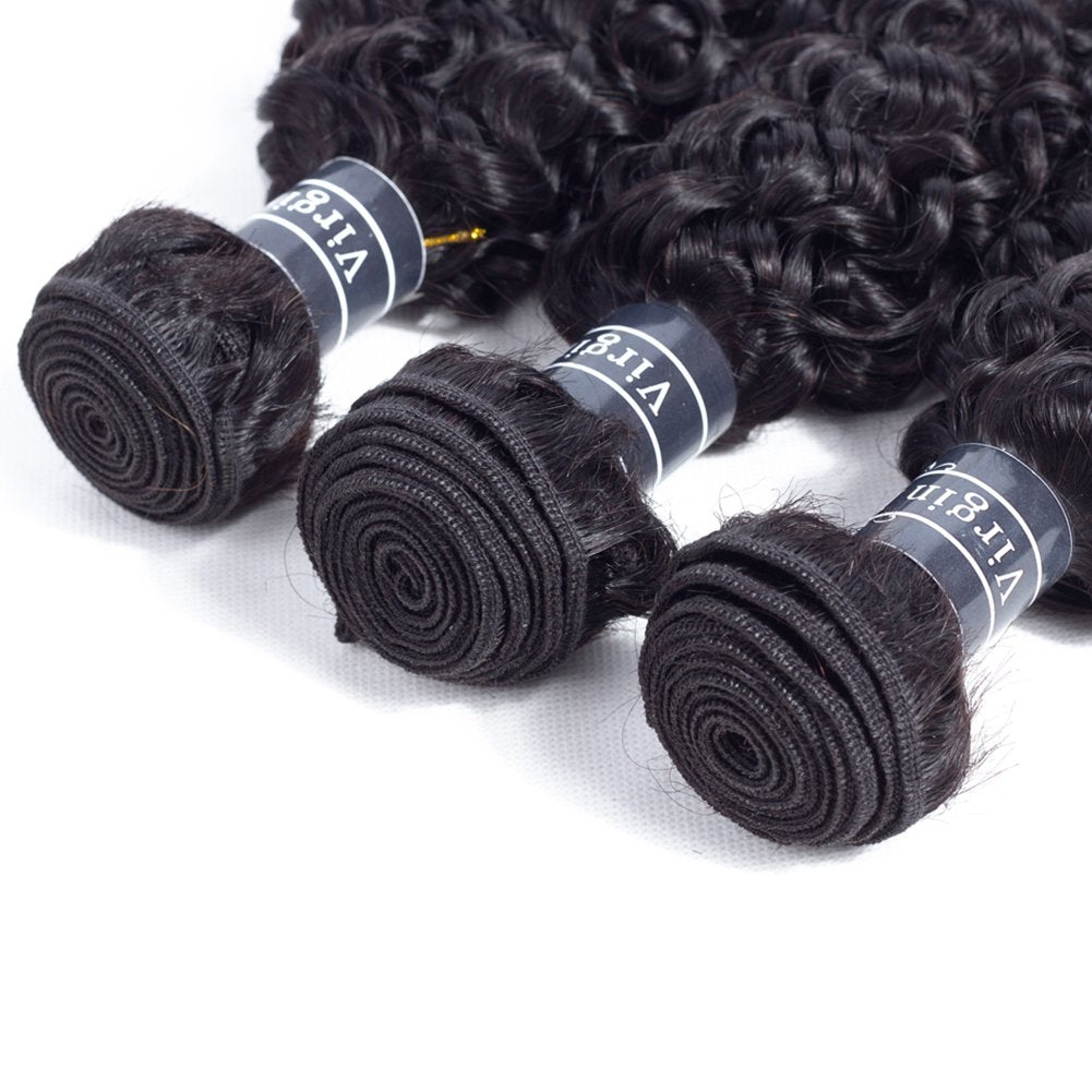Amella Hair 100% Unprocessed Virgin Brazilian Curly Hair Weave 3 Bundles 16 18 20inch 285g 8A Grade Brazilian Virgin Human Weave Natural Black Color Can be Dyed and Bleached