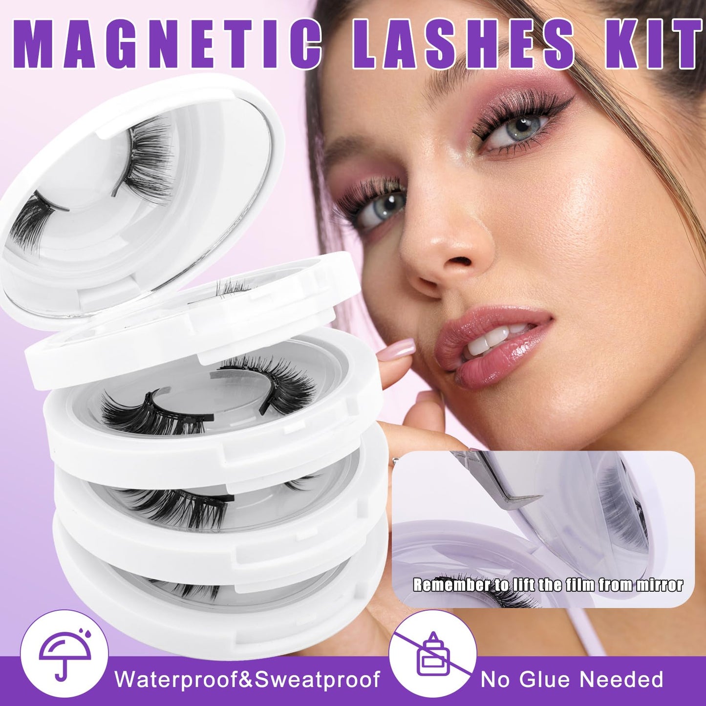 4 Pairs Magnetic Eyelashes without Eyeliner Reusable Waterproof Natural Look Wispy Magnetic Eyelashes with Applicator No Glue Needed Easy to Wear and Remove By Wendy Lashes（CX-4 Pairs,KS02+XM1）