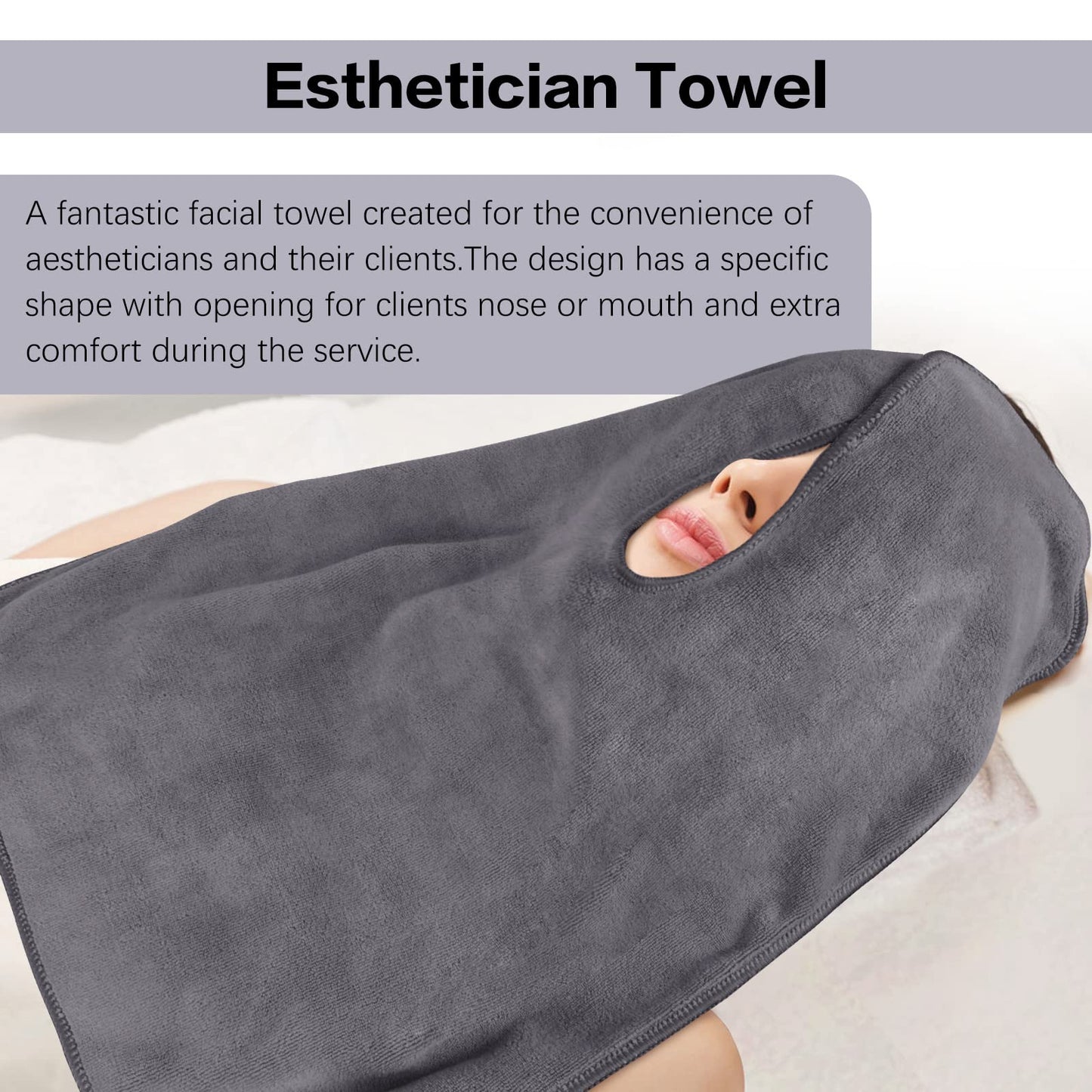 SINLAND Microfiber Esthetician Towels for Facials Mask Removing Face Wrap Soft Facial Cloth with Split Design Spa Towels for Facial Steam Massage and Cleansing