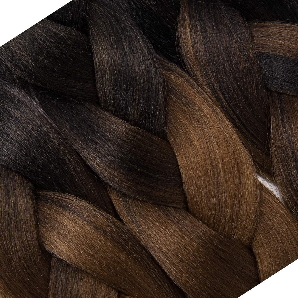 [3packs] 24” Ombre Jumbo Braiding Hair Extensions Multiple Tone Colorful Jumbo Box Braid Hair High Temperature Synthetic Twist Braiding Crochet Hair(24",black to light brown to ash blonde)