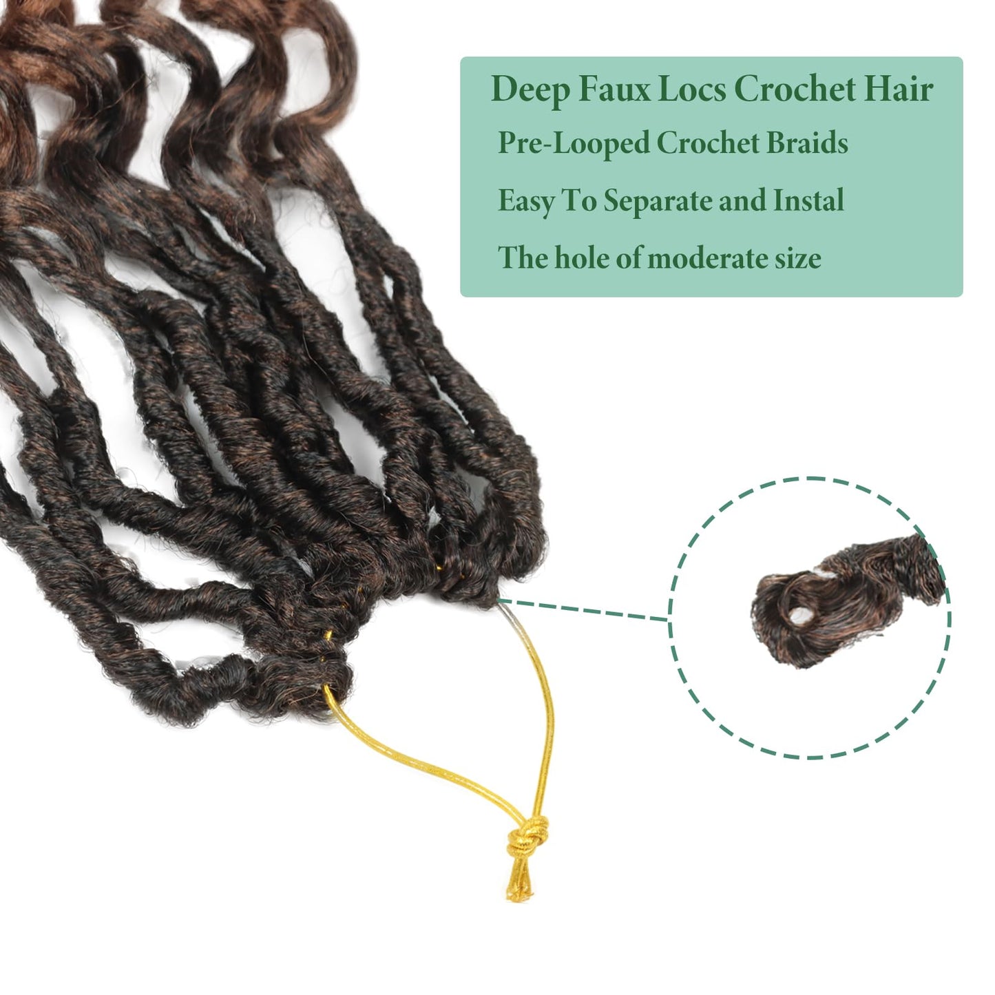 Deep Faux Locs Crochet Hair 14 Inch 8 Packs Goddess Locs Crochet Hair 1B3027 Soft Loc Faux Loc Crochet Braids with Curly Ends Prelooped Deep Wave Croceht Braids for Black Women(Black to Blonde)