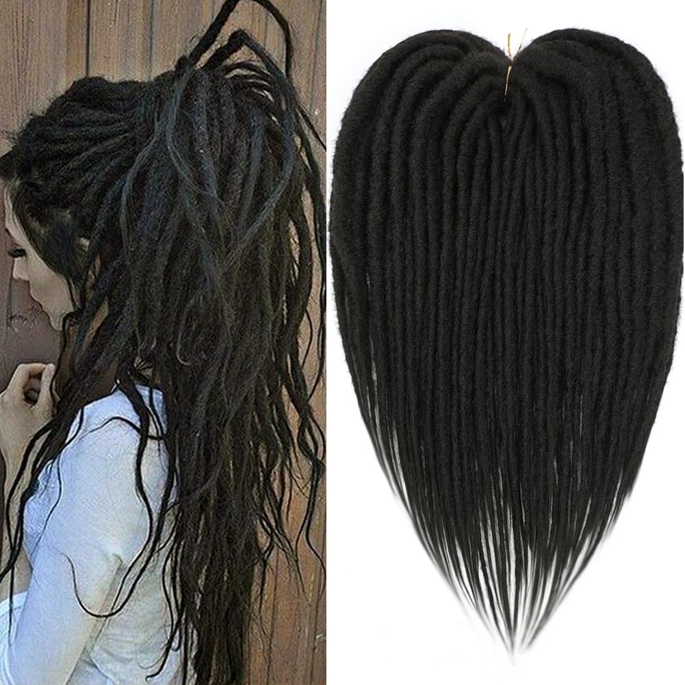 Aguacor Straight Dreadlocks Synthetic Double Ended Dreadlock Extensions 24inches 5 Strands Width 1.2cm Soft DE Black Brown Dreadlock Extensions for Women (5 Strands, 4#)