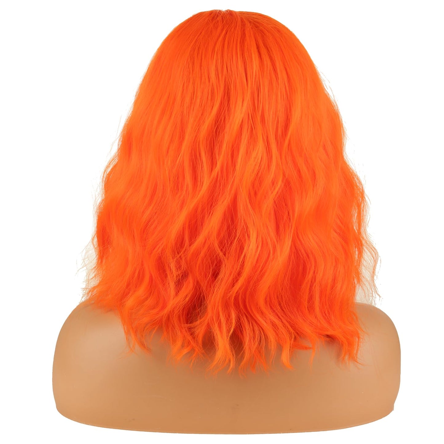 MAGQOO Orange Wigs for Women Short Curly Wavy Orange Wig Side Part Synthetic Heat Resistant Cosplay Costume Party Wigs