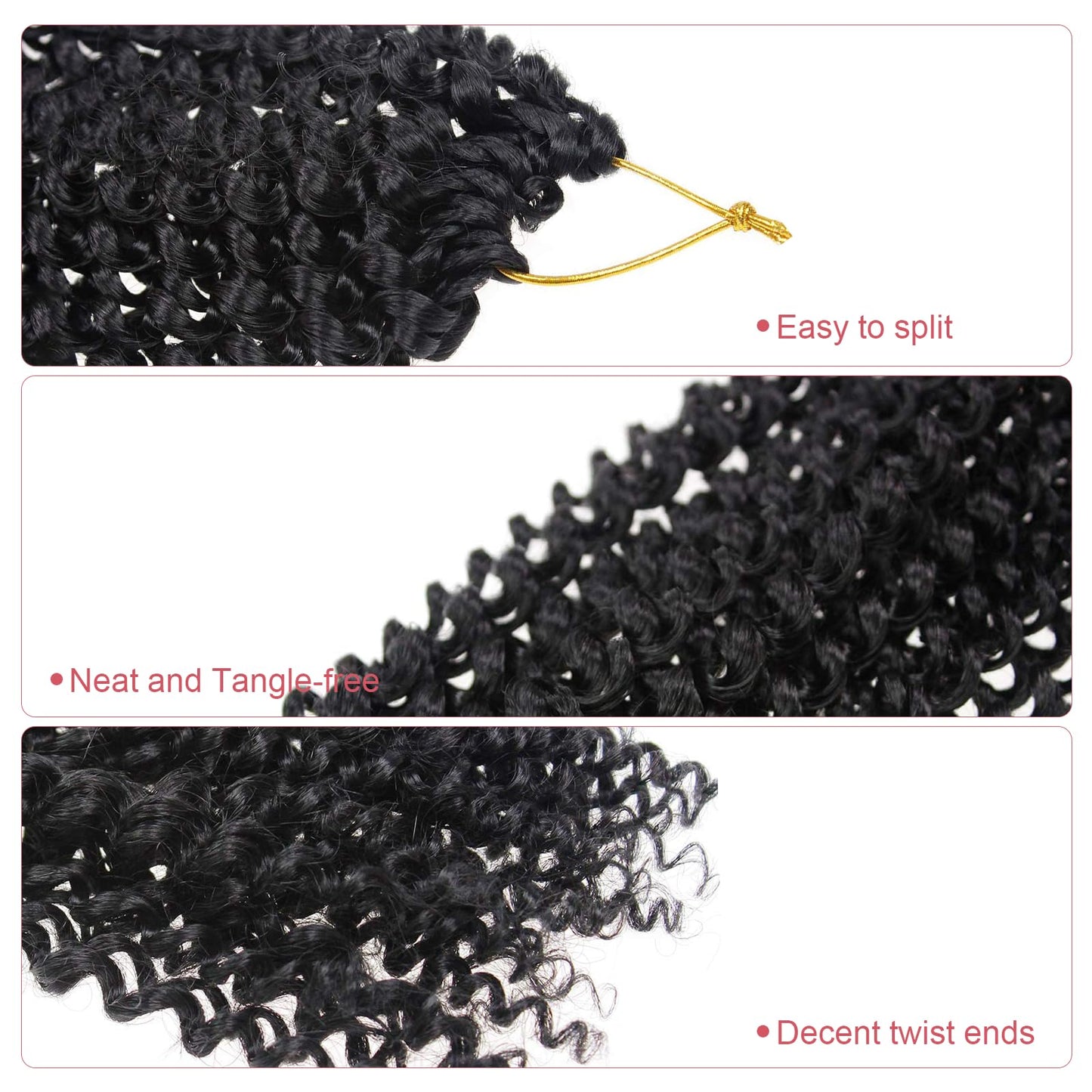 Pelokaa Passion Twist Hair - 16 Inch 6packs Natural Black Water Wave Crochet Braids Synthetic Braiding Hair Extensions (16 Inch, 1B - 6P)