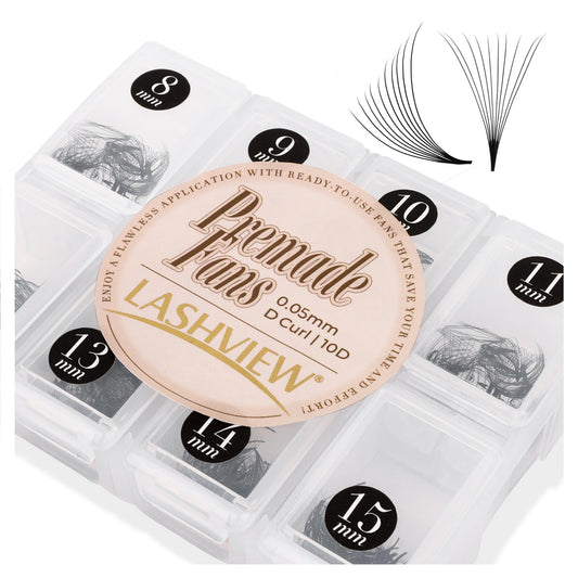 LASHVIEW 600 Fans Premade Lash Fans,10D D Curl Thickness 0.05 Premade Fans Eyelash Extensions 8-15 mm Mixed Length Promades Eyelash Fans Professional Pre Made Lash Fans (10D-0.05-D 8-15mm)