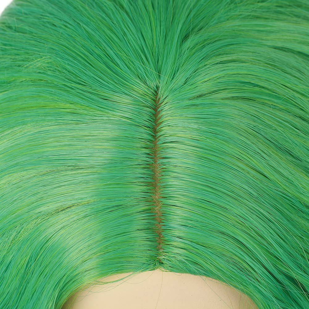 WTHCOS Green Wigs Short Curly Wavy Wig Green Bob Wig for Women Girls 14 Inches Natural Looking Synthetic Wigs for Cosplay Halloween Costume Party with Wig Cap