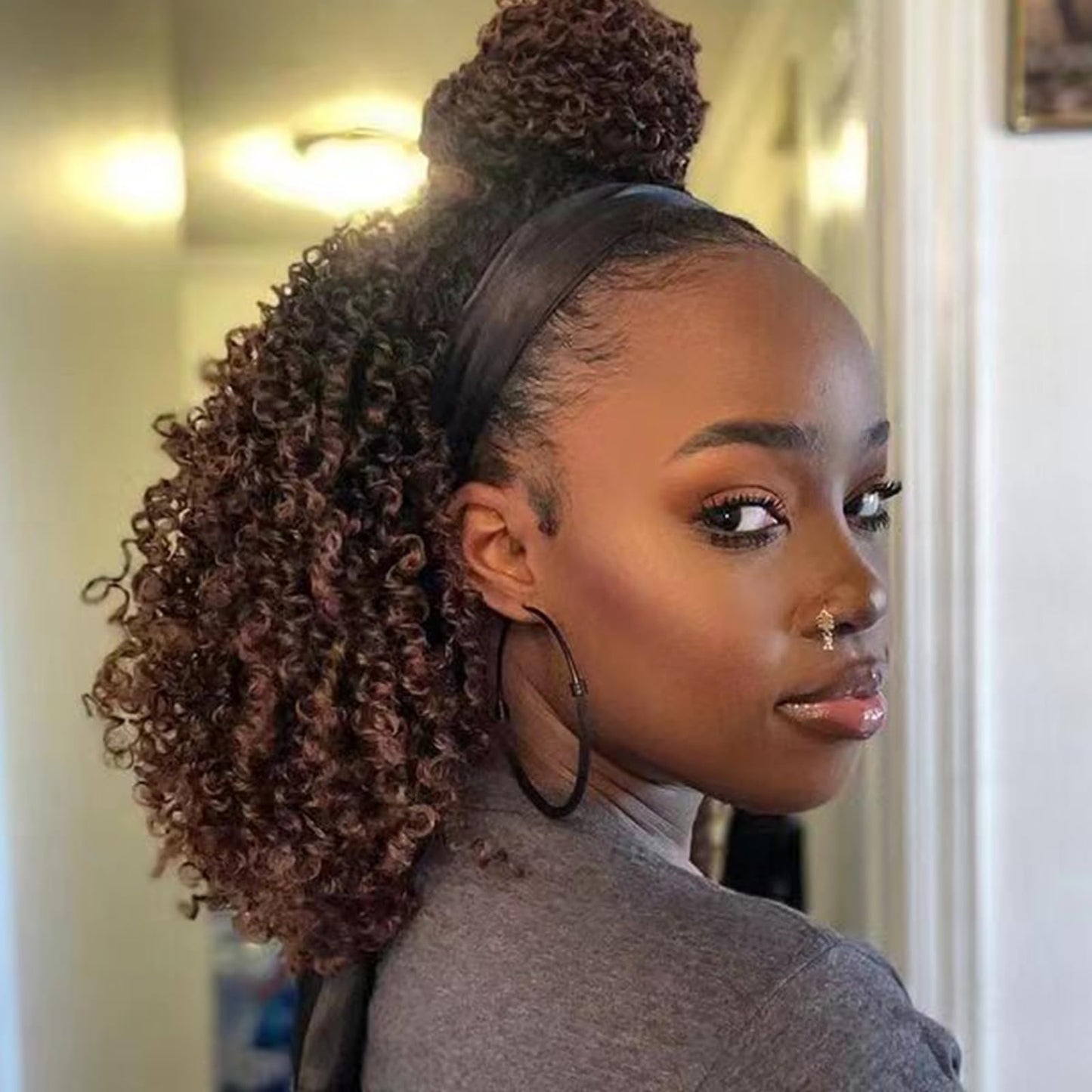 6 Packs Yankee Twist Crochet Braids Hair Passion Yankee Twist Pre Looped Curly Braiding Pretwisted Hair Extensions for Senegalese Brown 14 Inch 1B30#