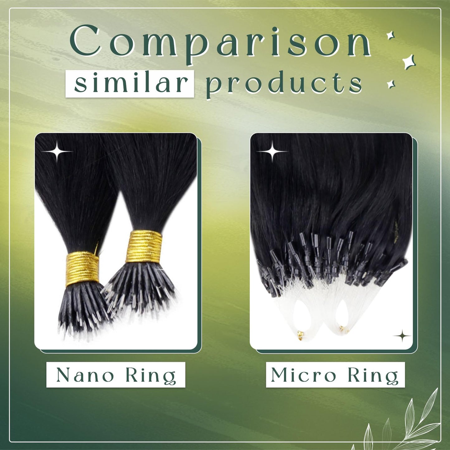 RUNATURE 18 Inch 50g Nano Bead Hair Extensions Real Human Black Nano Hair Extensions Pro Bonded Long Link Natural Hair 50 Strands #1