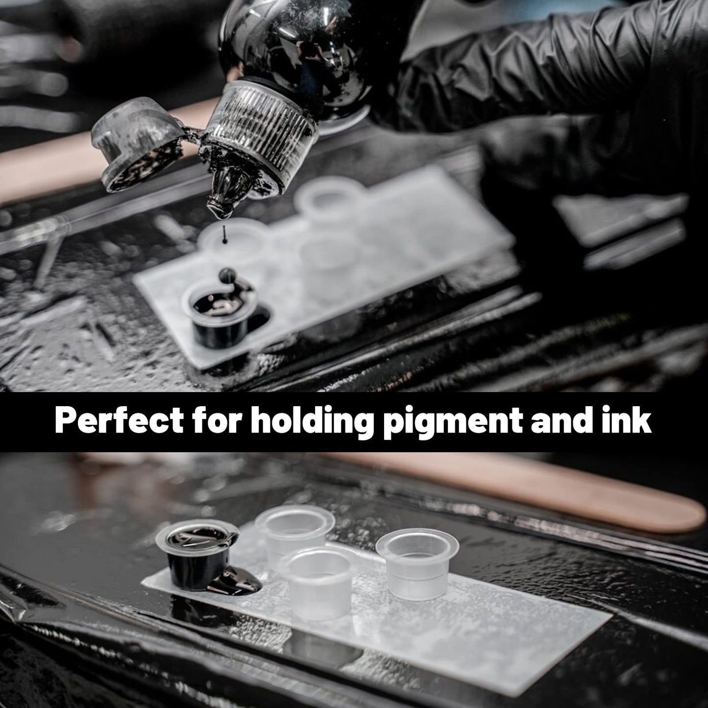 WZPB Tattoo Ink Caps - 1000Pcs Small Ink Cups Plastic Pigment Ink Caps Size 8mm Ink Cups for Tattoo Ink