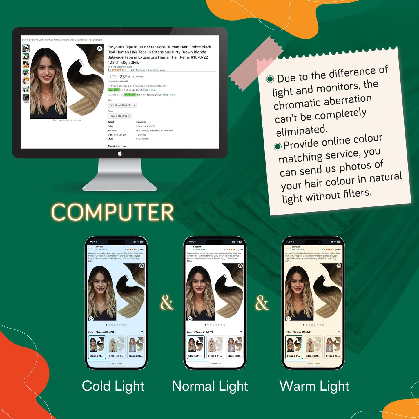 Easyouth Tape in Hair Extensions Human Hair Seamless Tapes ins Human Hair Extensions Honey Blonde Highlights Bleach Blonde Real Hair Extensions Tape in Long-Lasting 12 Inch 30g 20pcs