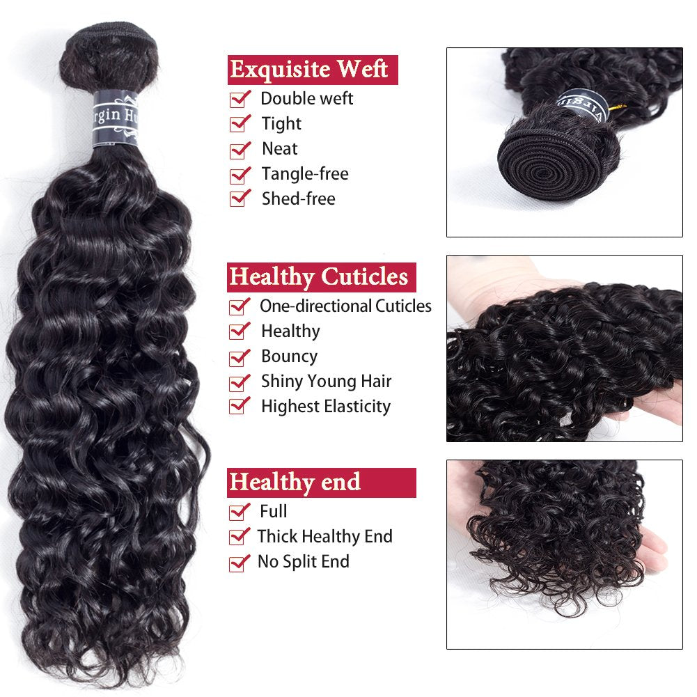 Amella Hair Brazilian Virgin Curly Hair Closure With 3 Bundles(18 20 22+18Closure)8A Unprocessed Human Hair Curly Bundles with Closure Natural Black Curly Weaves Closure Free Part Human Hair Extension