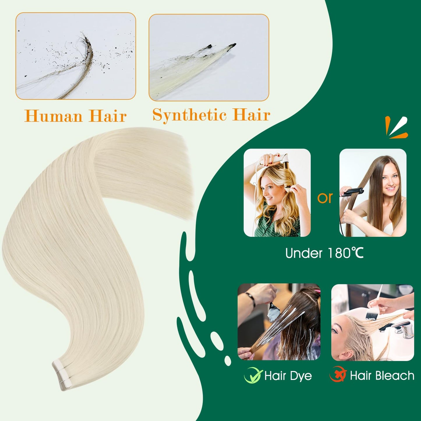 Easyouth Natural Tape in Hair Extensions Human Hair Blonde Human Hair Tapes in Extensions Platinum Blonde Tape in Extensions Real Hair Natural Luster 12Inch 30g 20pcs