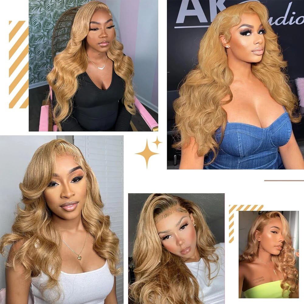 27 Human Hair Bundles Honey Blonde Body Wave Bundles Human Hair 8A Grade Brazilian Brazilian Virgin Hair 3 Bundles 10 12 14 Inch Color 27 Body Wave Human Hair Bundles