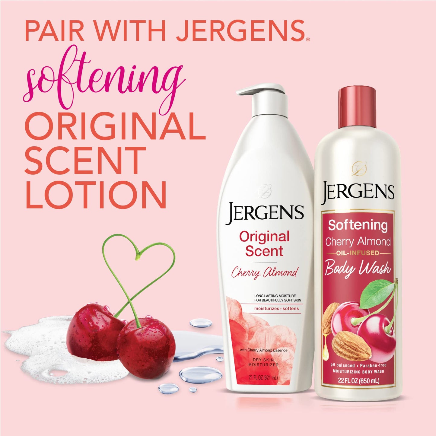 Jergens Original Scent Dry Skin Lotion, Body and Hand Moisturizer for Long Lasting & Softening Body Wash, Daily Moisturizing Skin Cleanser, Paraben Free, 22 Ounces