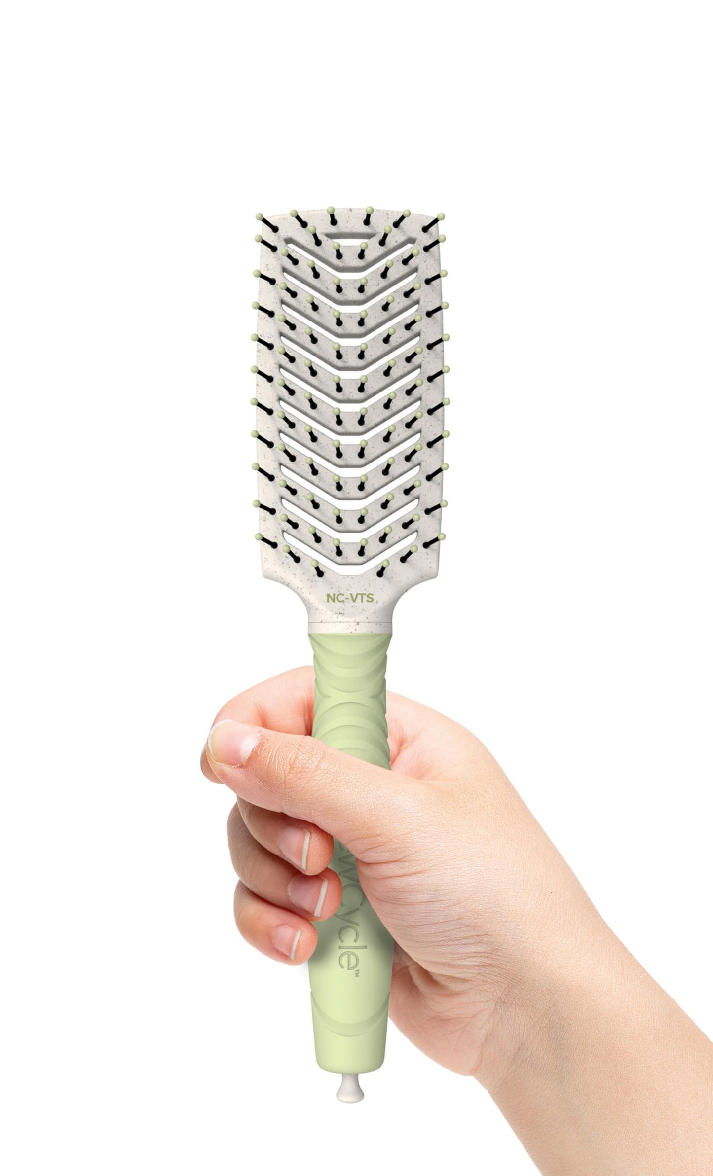 Olivia Garden NewCycle Vented scalp-hugging Hair Brush with ionic bristles and made from 100% recycled material (except bristles)