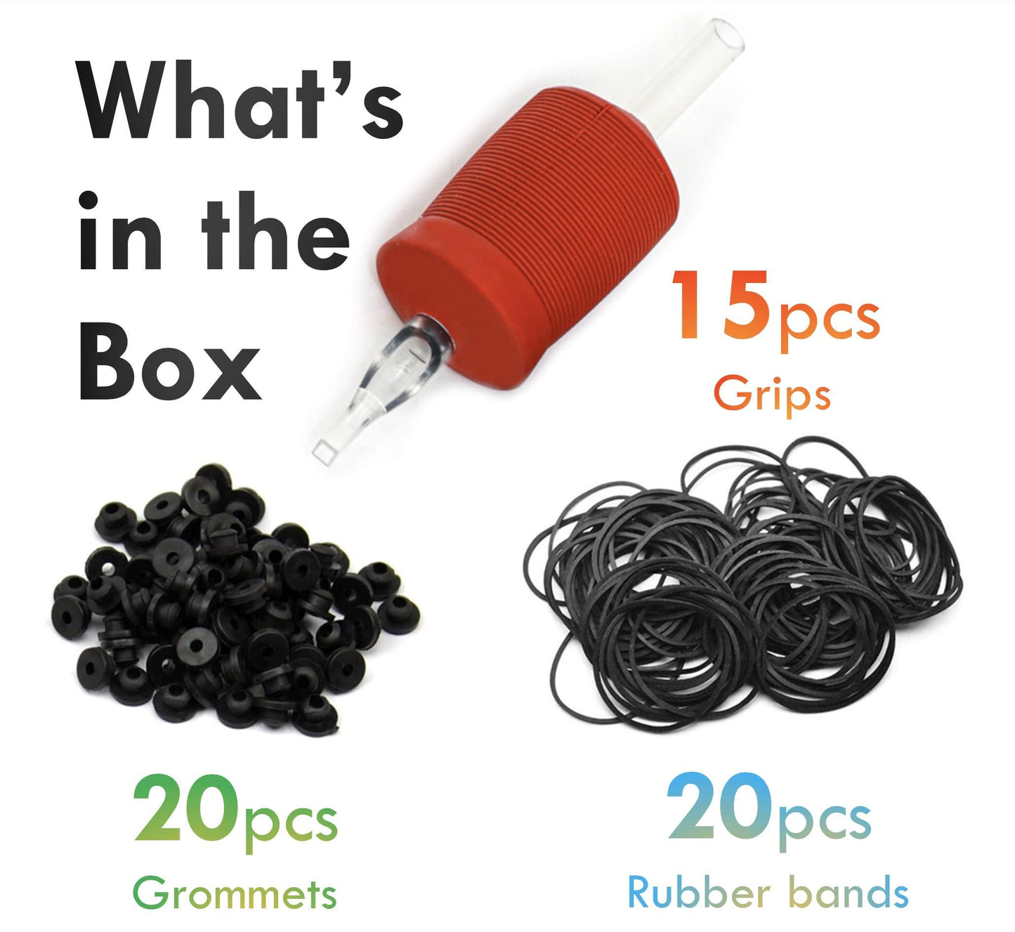 BEZTAT 30mm (6/5" Inch) Ultra Premium Clear Disposable Tubes w/Red Soft Silicone Grip- 15 Pack, Closed Flat Tip (9FT)