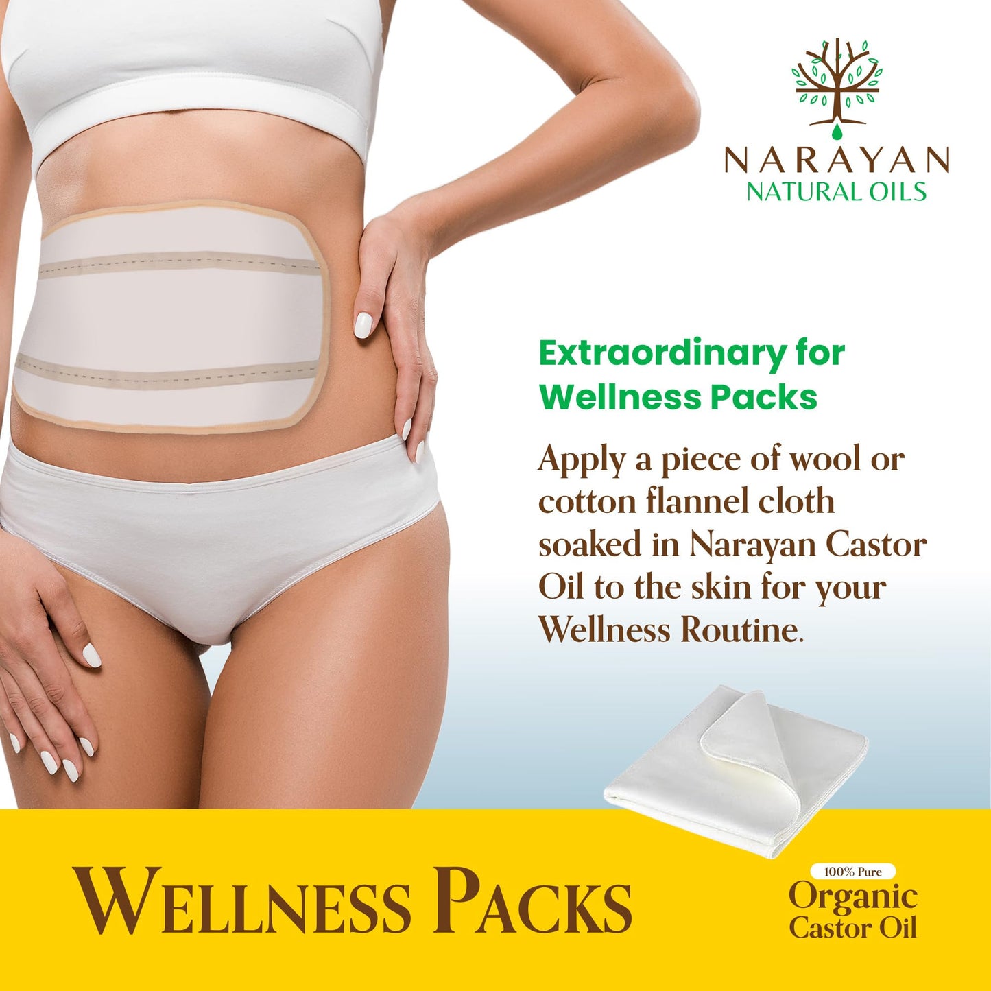 Narayan Organic Castor Oil (16 Fl Oz) — USDA Certified Natural Hexane & Cruelty Free Cold Pressed — For Hair Growth, Eyelashes, Eyebrows & Skin — Extraordinary for Wellness Packs — Includes Beauty Kit