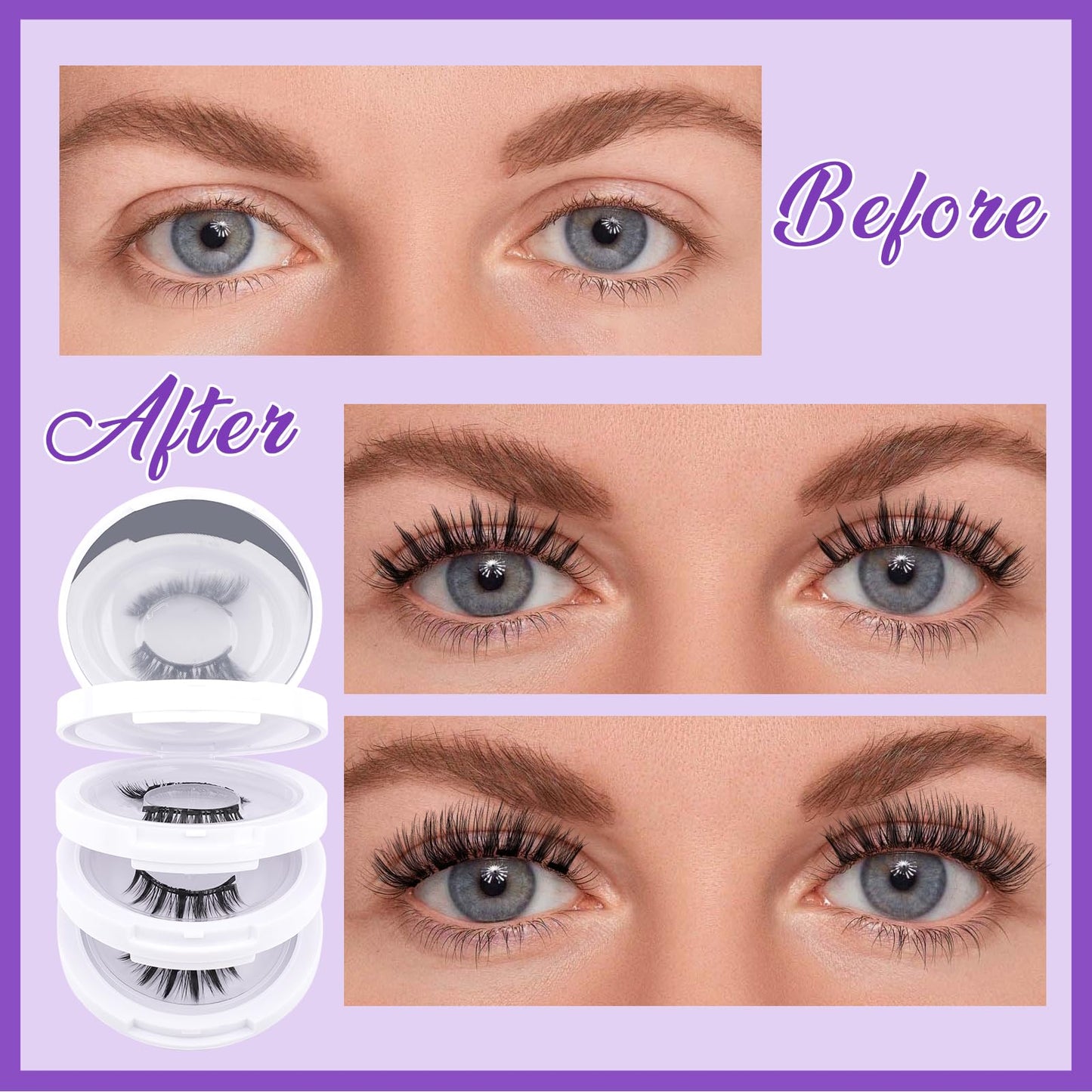 4 Pairs Magnetic Eyelashes without Eyeliner Reusable Waterproof Natural Look Wispy Magnetic Eyelashes with Applicator No Glue Needed Easy to Wear and Remove By Wendy Lashes（CX-4 Pairs,KS02+XM1）