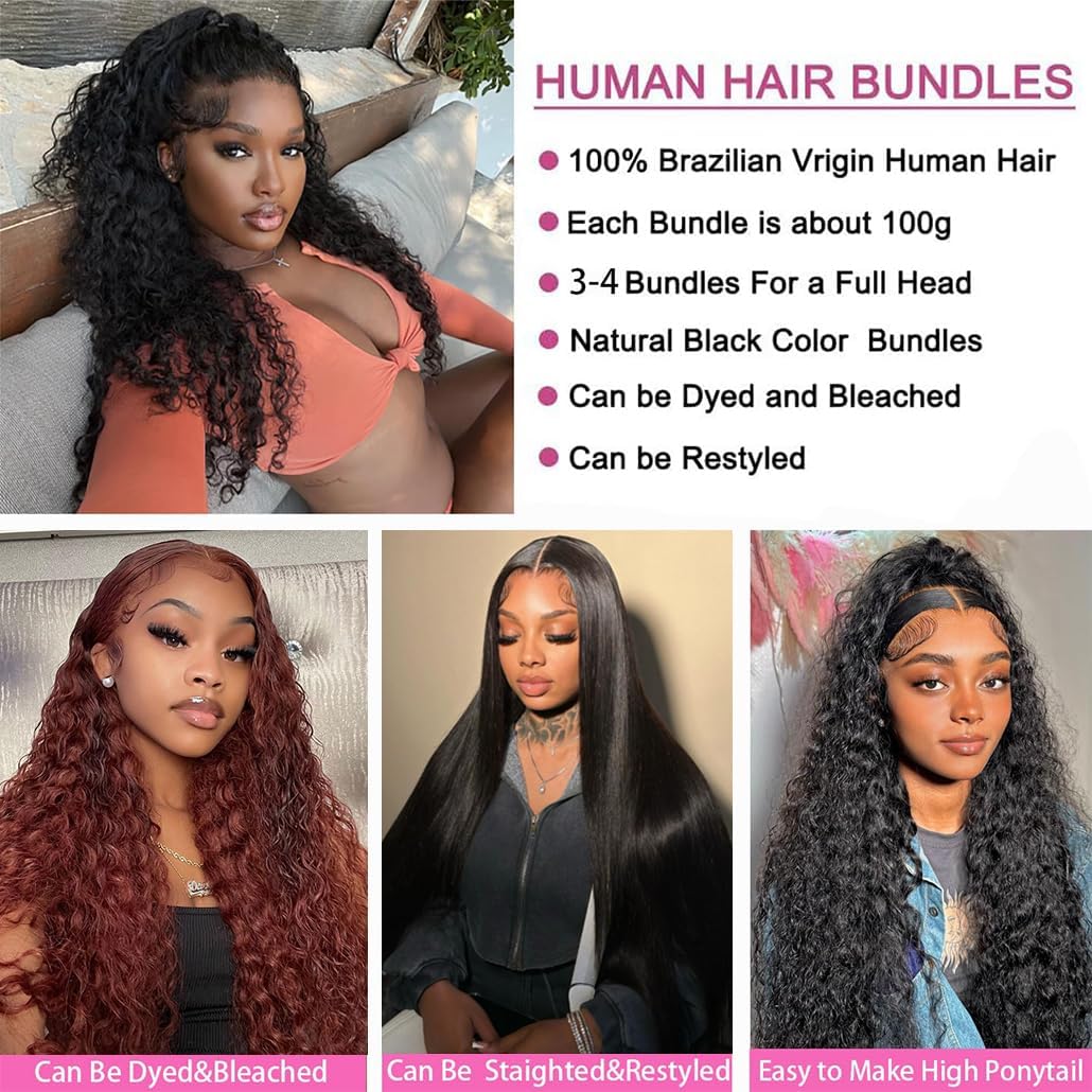Selina 4 Bundles 18''20"22"24" Kinky Curly Bundles Human Hair Bundles Unprocessed Remy Hair Extensions Brazilian Virgin Human Hair 100 Gram/Bundle (18 20 22 24inch, Natural Color)