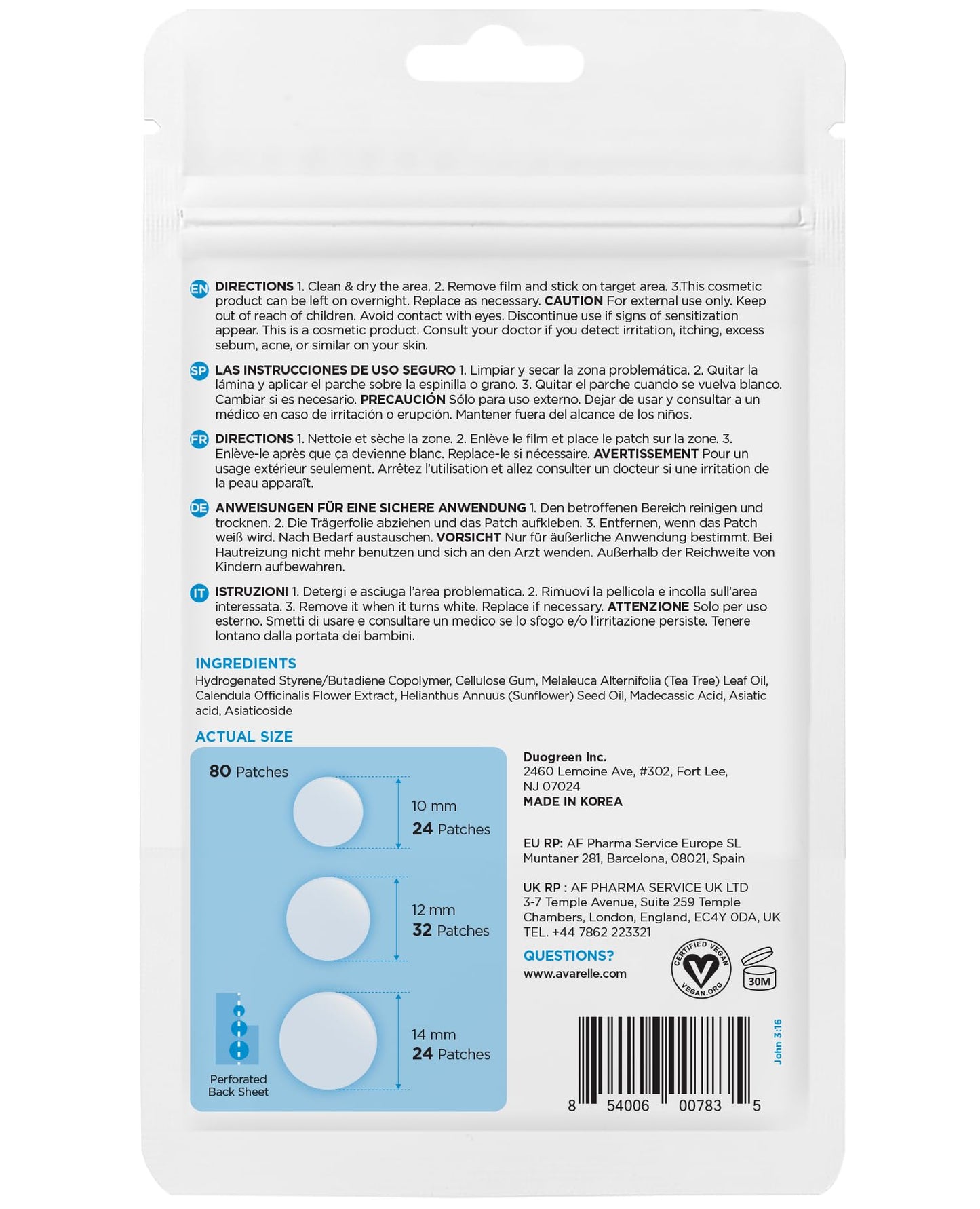 AVARELLE Pimple Patches for Face | Hydrocolloid Acne Patches for Covering Blemishes | FSA HSA Zit Patches with Tea Tree, Calendula, & Cica | HSA Store Eligible Items (10-14 mm, 80 Count)