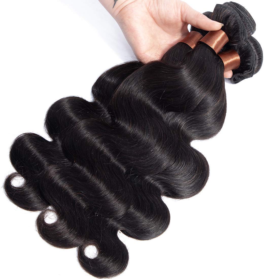 ANGIE QUEEN Brazilian Virgin Hair Human Hair Body Wave One Bundle 100% Unprocessed Human Hair Weave Extention Nature Black Color (16)