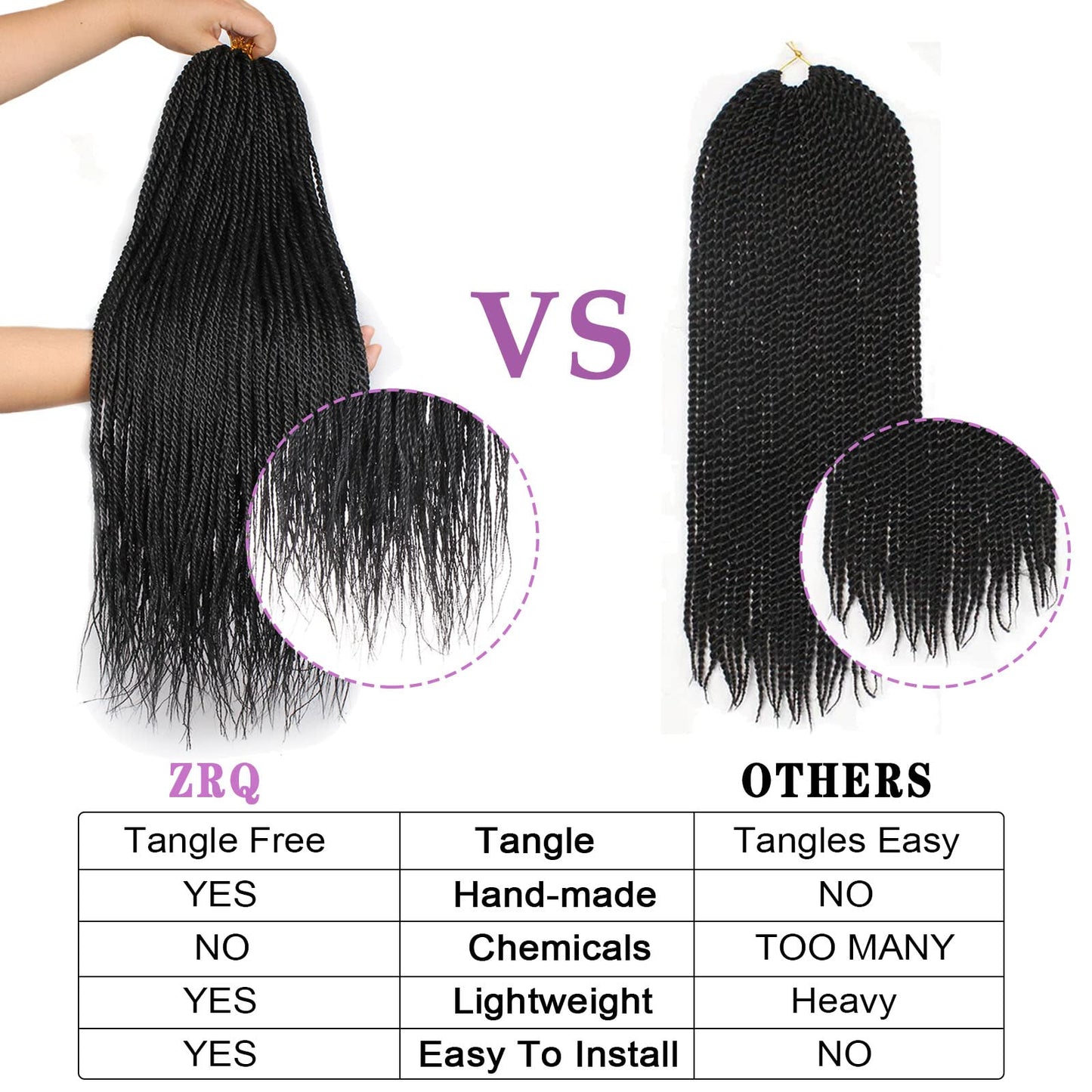 ZRQ Senegalese Twist Crochet Hair For Black Women 24 Inch Long PreTwisted Crochet Hair 25 Strands Pre Looped Crochet Braids 8 Packs Crochet Twist Hair