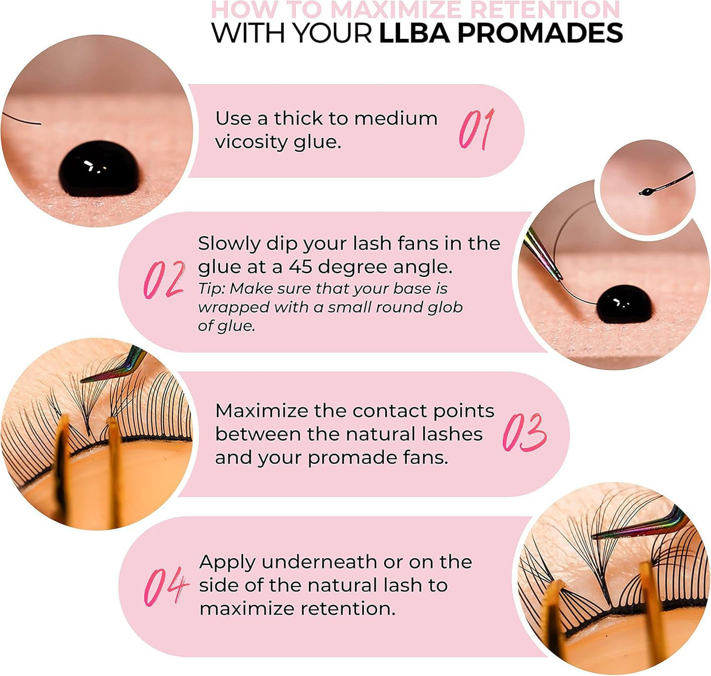 LLBA Promade Mix 750 Fans | Handmade Volume Eyelashes | Multi Selections From 5D To 12D | C CC D Curl | Thickness 0.03~0.1 mm | 9-18mm Length | Long Lasting | Easy Application 10D-0.03 C 11-12-13mm