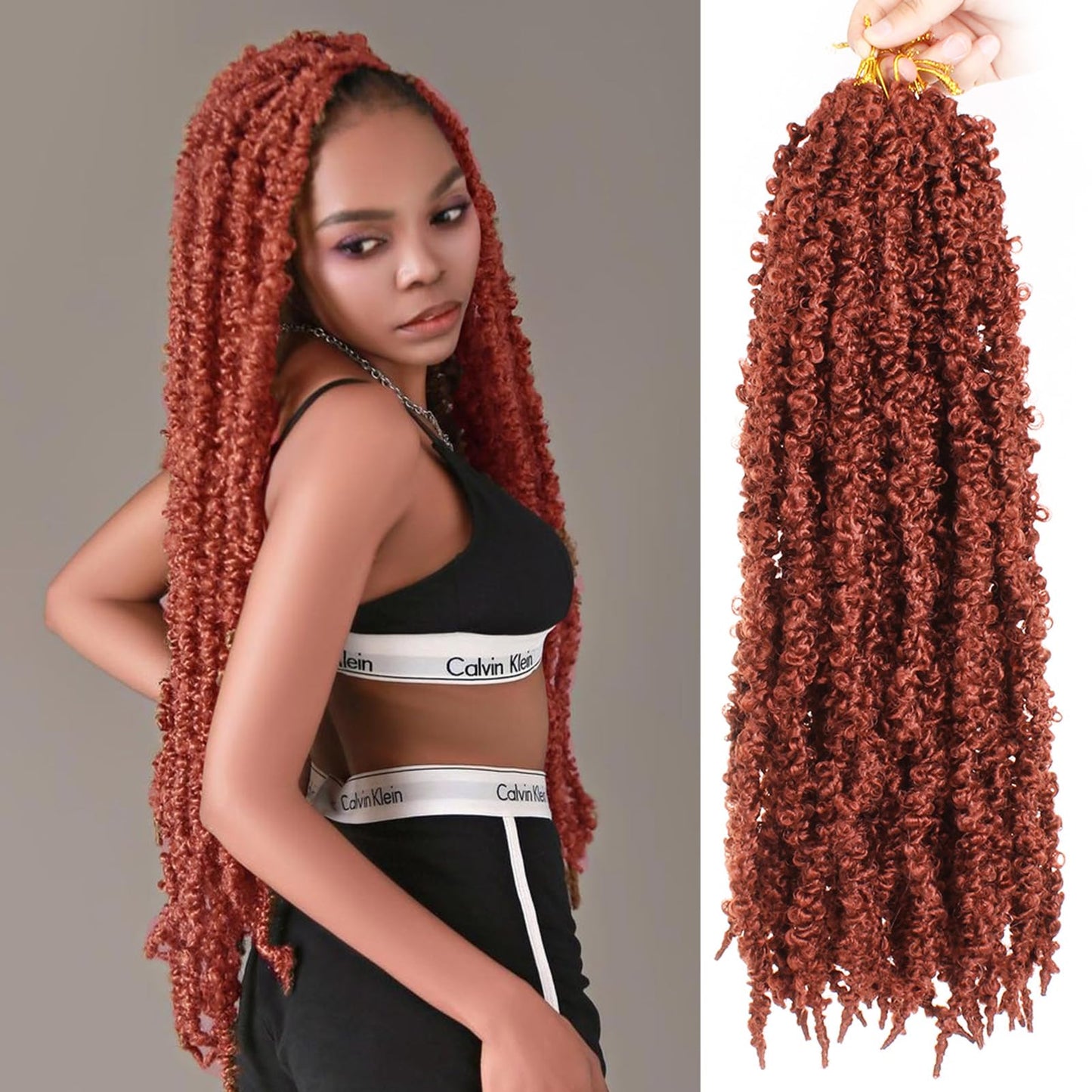 ZRQ Ginger Butterfly Locs 20 Inch Distressed Faux Locs Pre-looped 350 Crochet Locs Synthetic Crochet Braids Soft Locs For Women Extensions (6 Pack 350#)